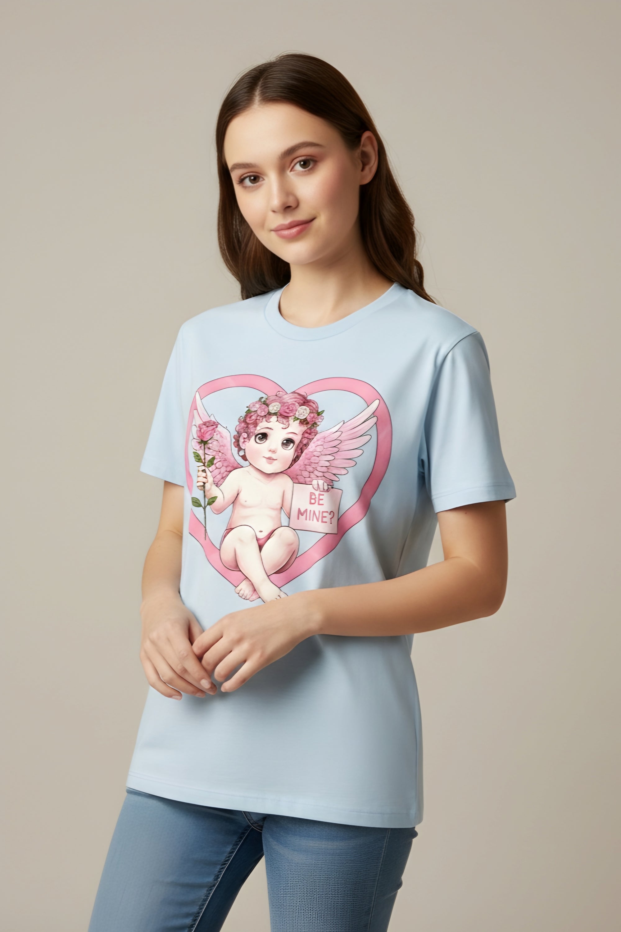 Cherub Graphic T-Shirt | Pink Cupid Heart Art Unisex Cotton Tee