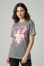 Cherub Graphic T-Shirt | Pink Cupid Heart Art Unisex Cotton Tee
