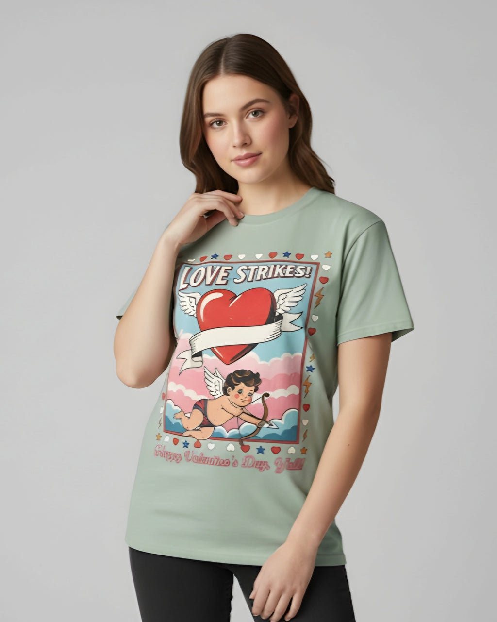 Love Strikes Cupid Heart T-Shirt | Valentine's Day Retro Graphic