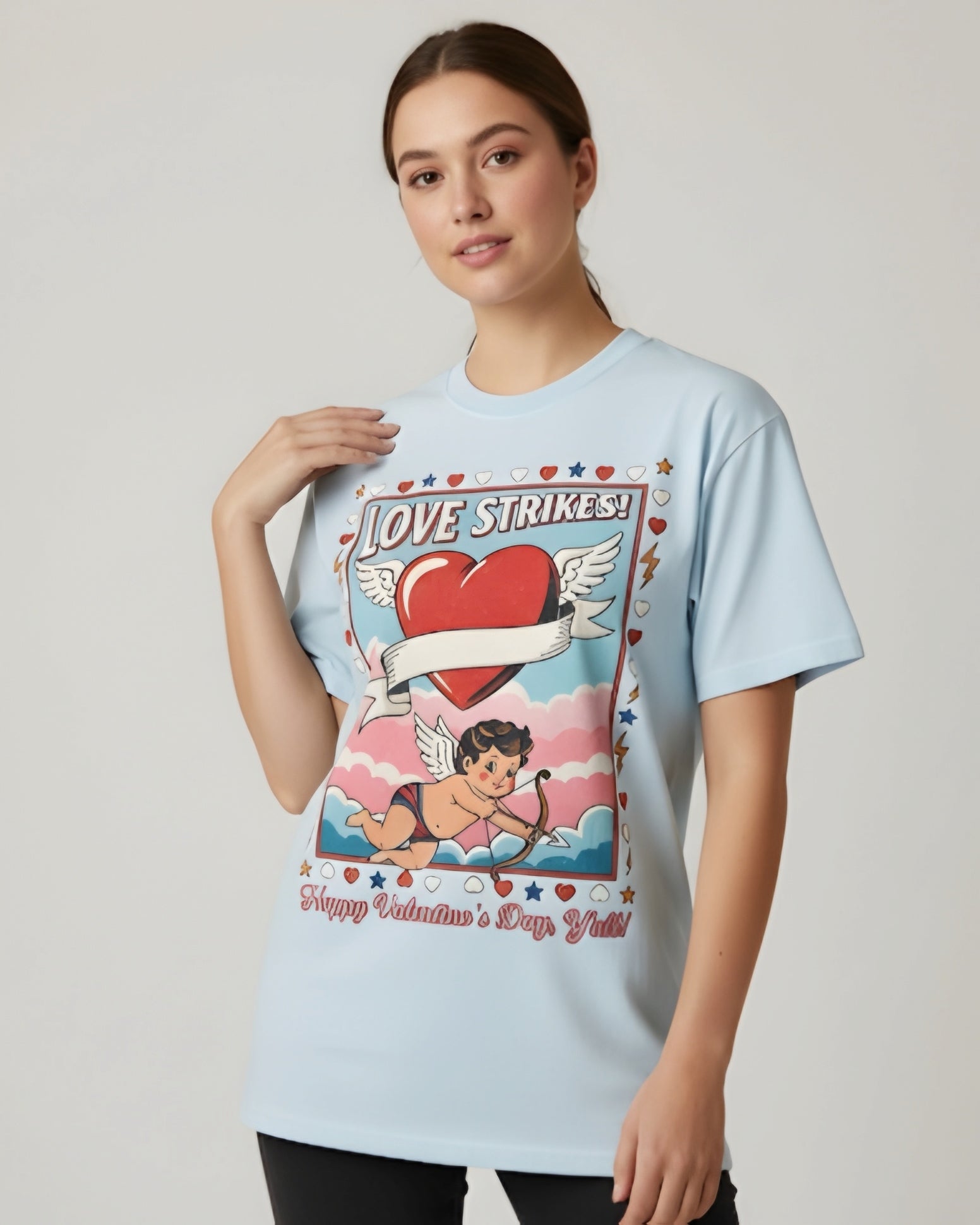 Love Strikes Cupid Heart T-Shirt | Valentine's Day Retro Graphic