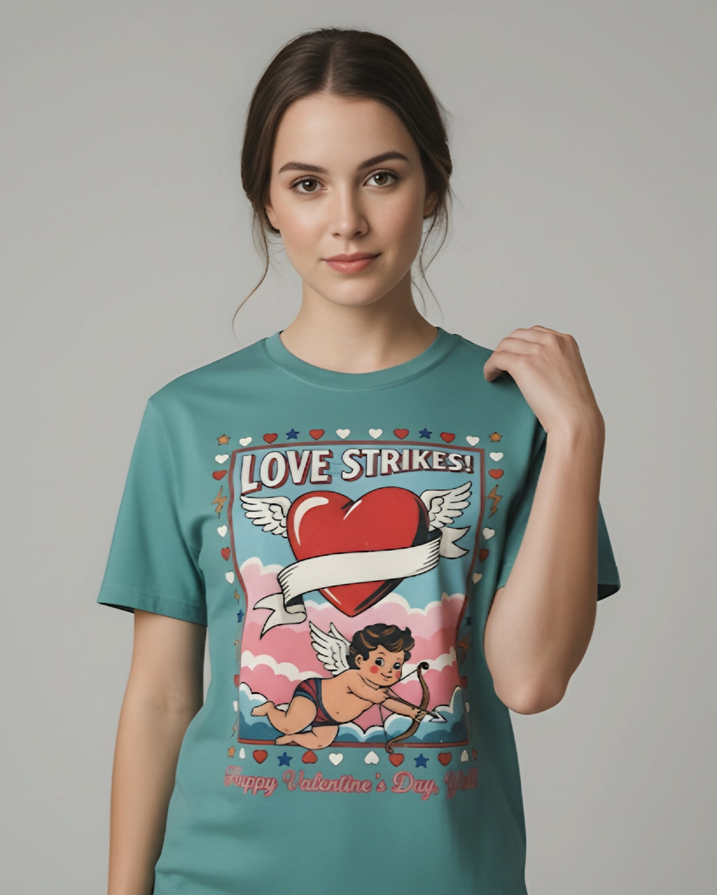 Love Strikes Cupid Heart T-Shirt | Valentine's Day Retro Graphic