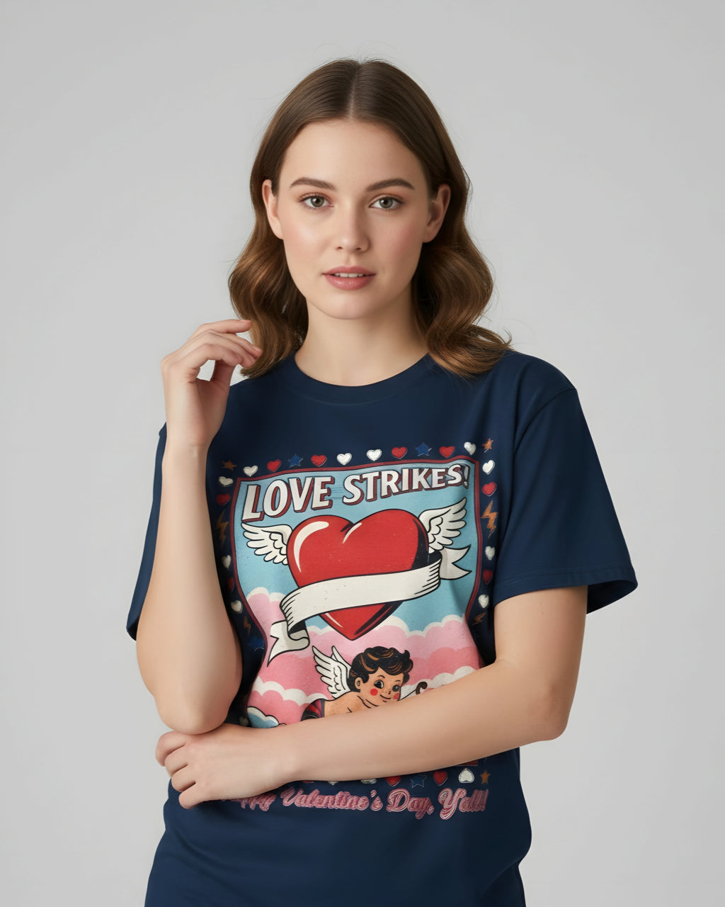 Love Strikes Cupid Heart T-Shirt | Valentine's Day Retro Graphic