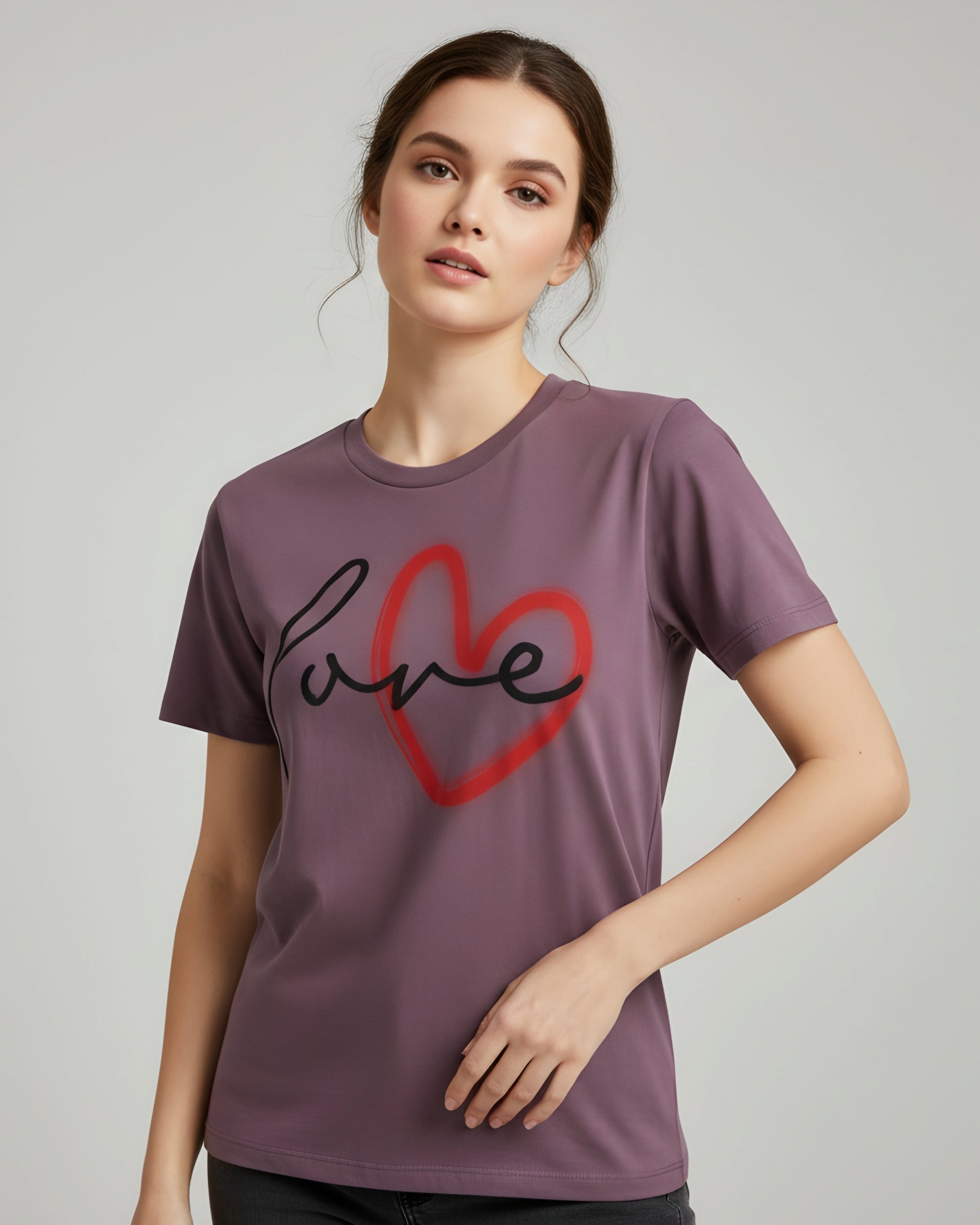 Love Script Heart T-Shirt, Minimalist Valentine's Tee