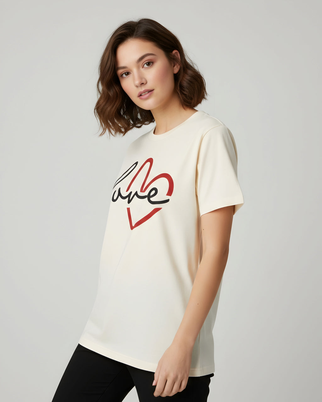 Love Script Heart T-Shirt, Minimalist Valentine's Tee