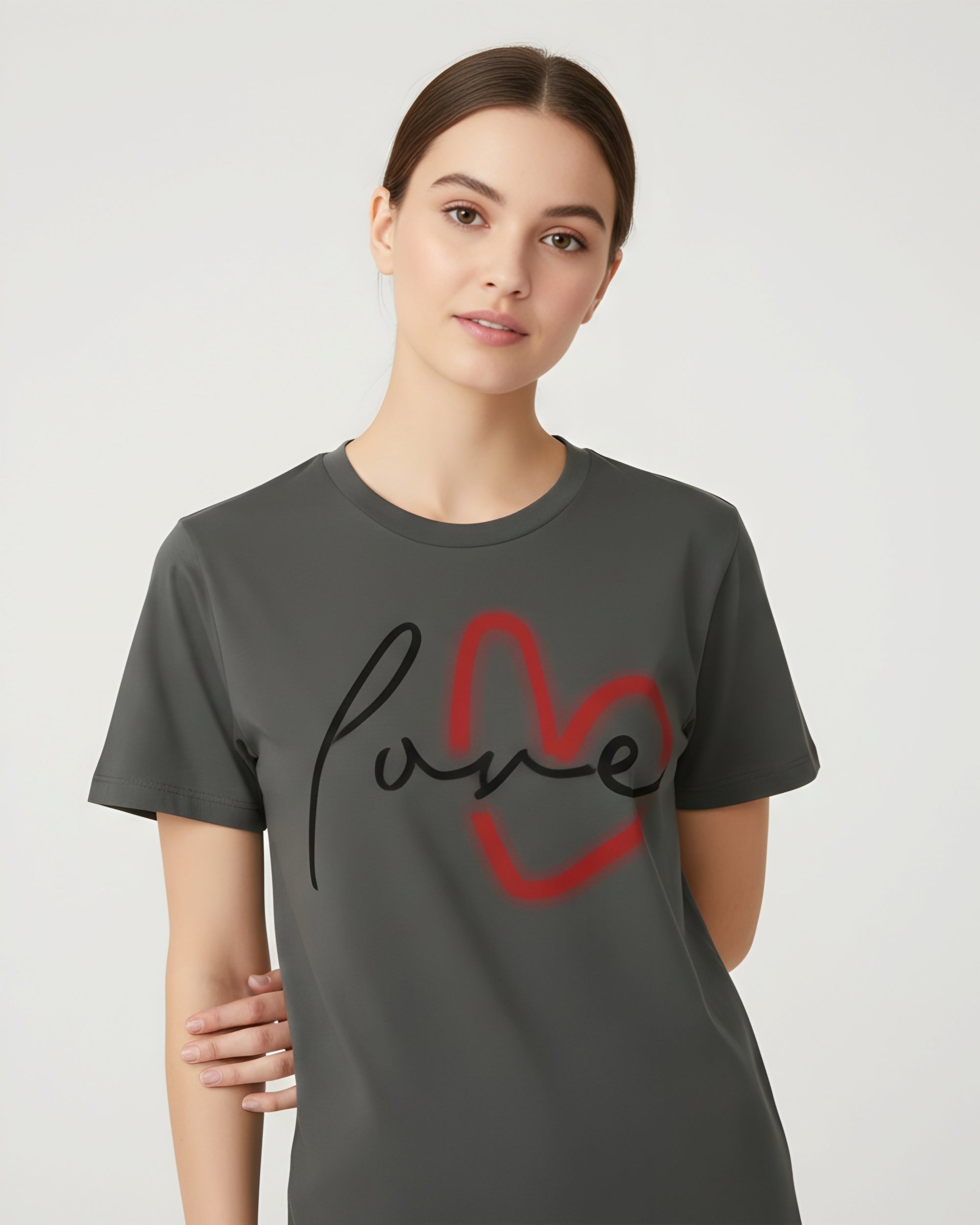 Love Script Heart T-Shirt, Minimalist Valentine's Tee