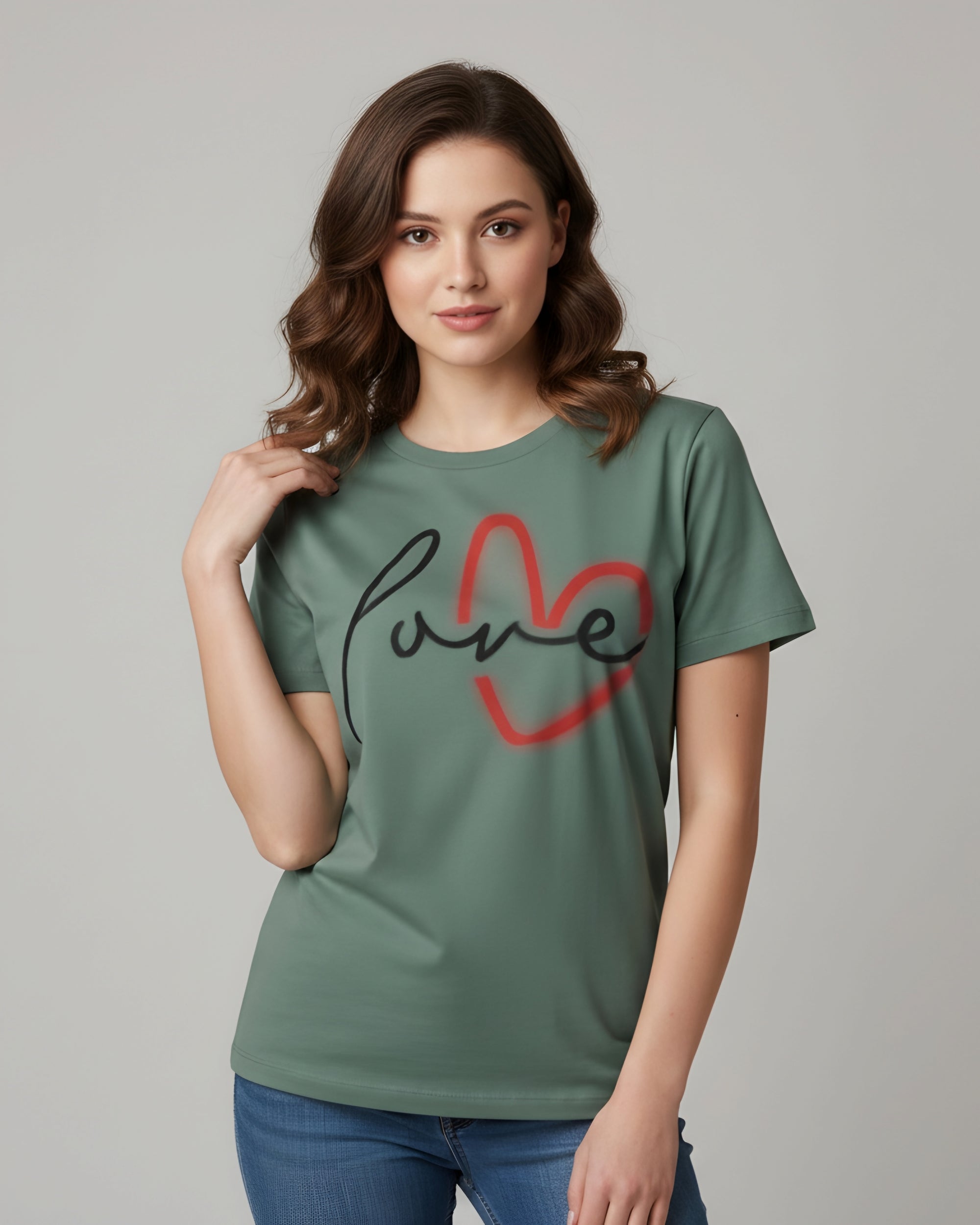 Love Script Heart T-Shirt, Minimalist Valentine's Tee
