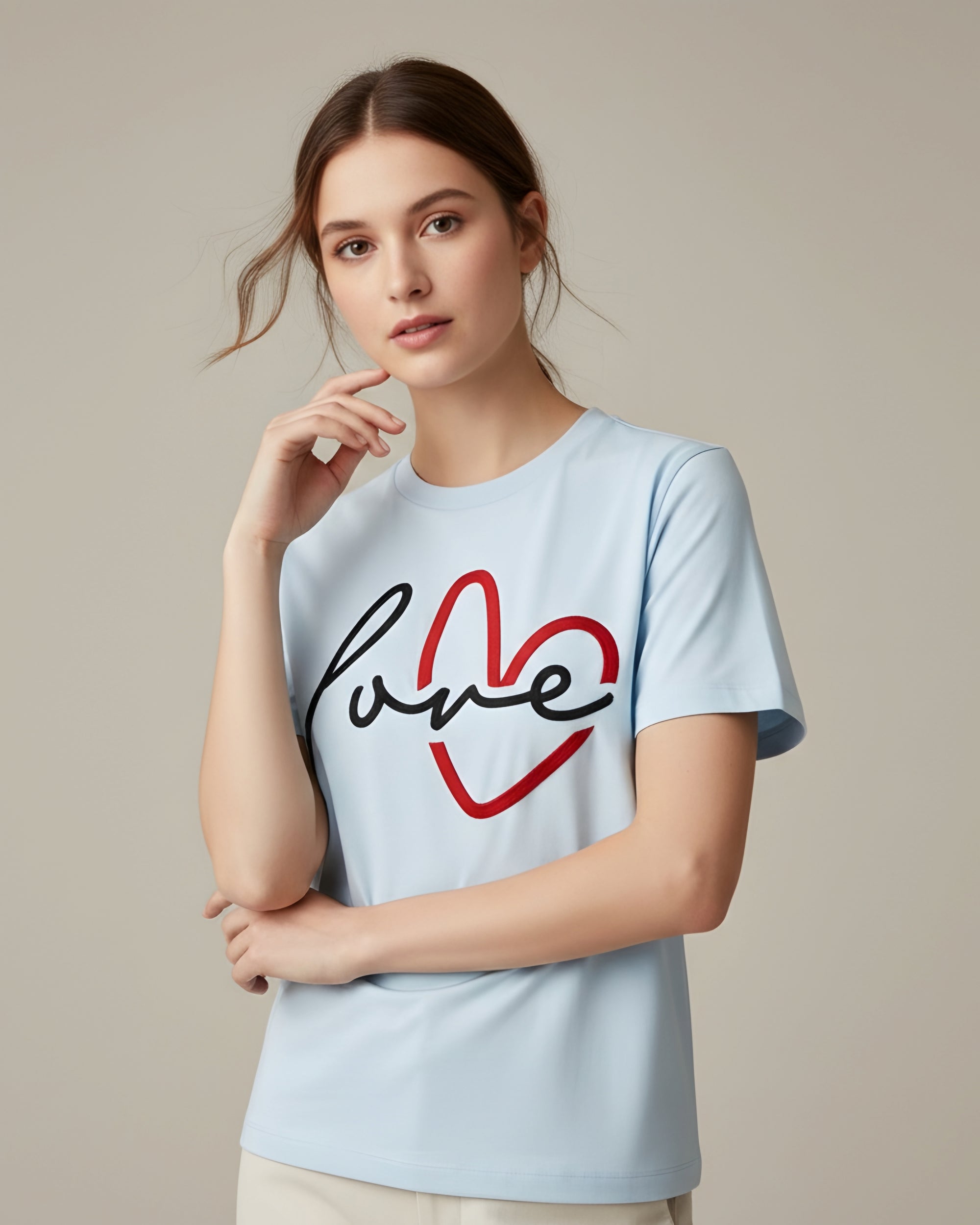 Love Script Heart T-Shirt, Minimalist Valentine's Tee