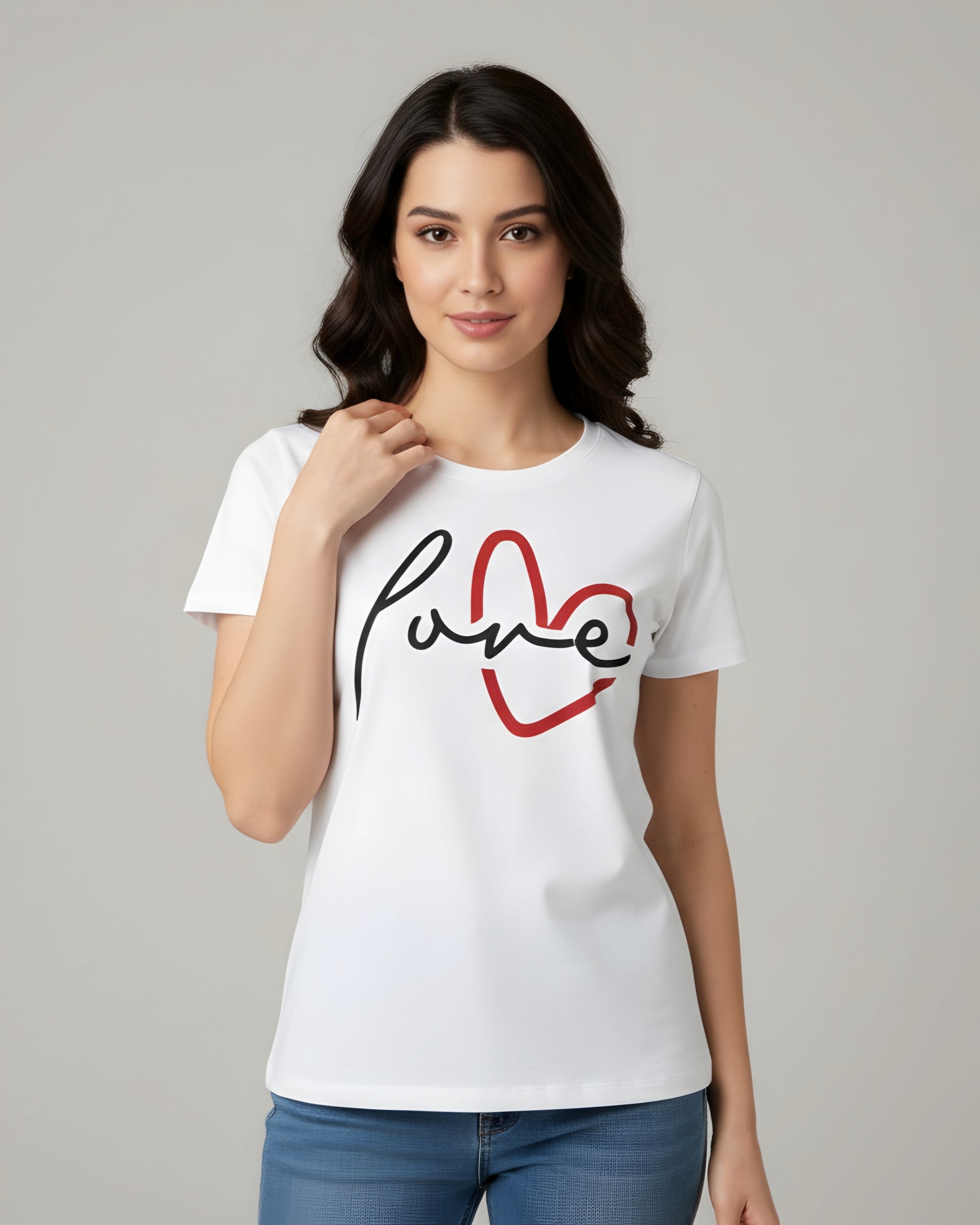 Love Script Heart T-Shirt, Minimalist Valentine's Tee