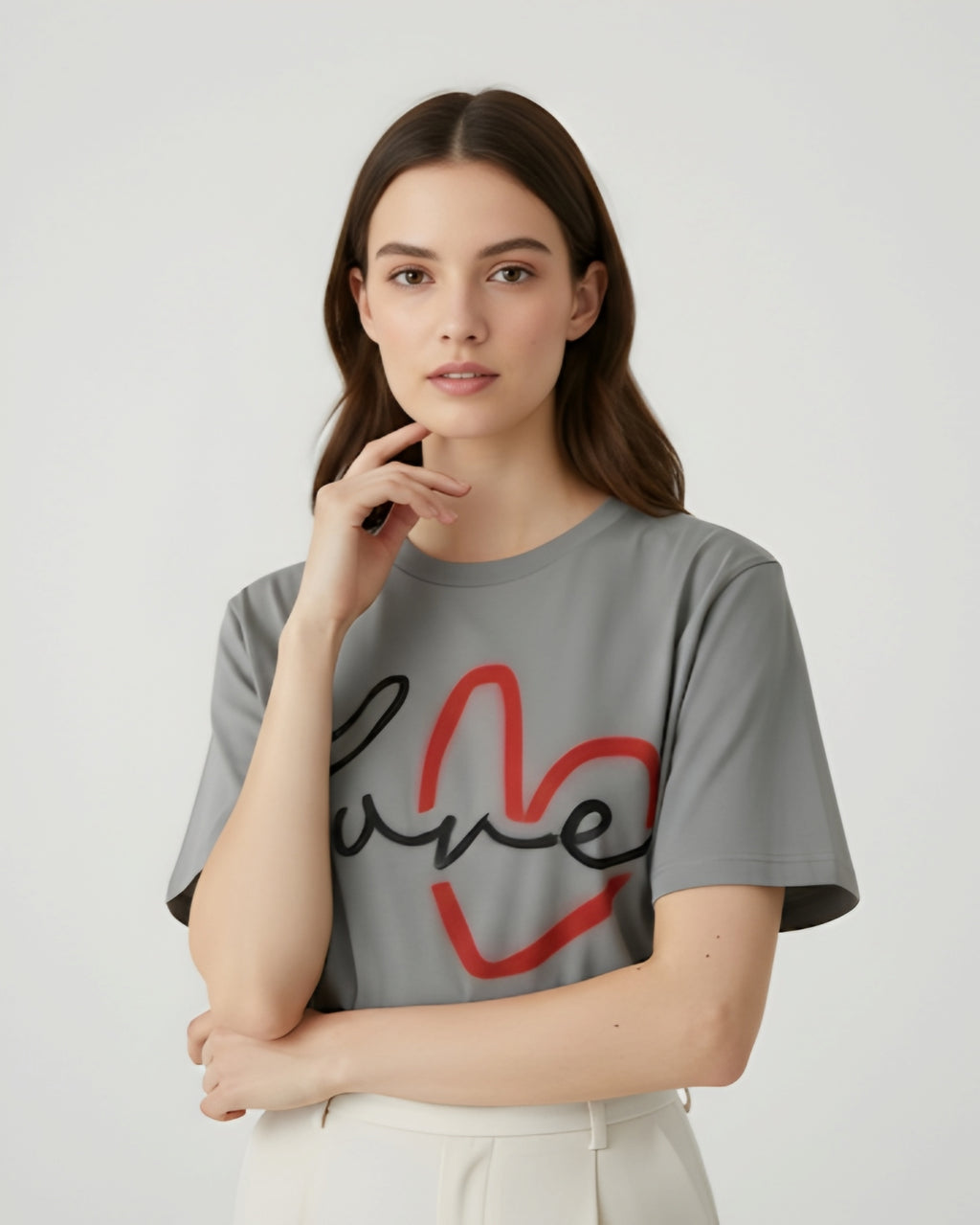 Love Script Heart T-Shirt, Minimalist Valentine's Tee