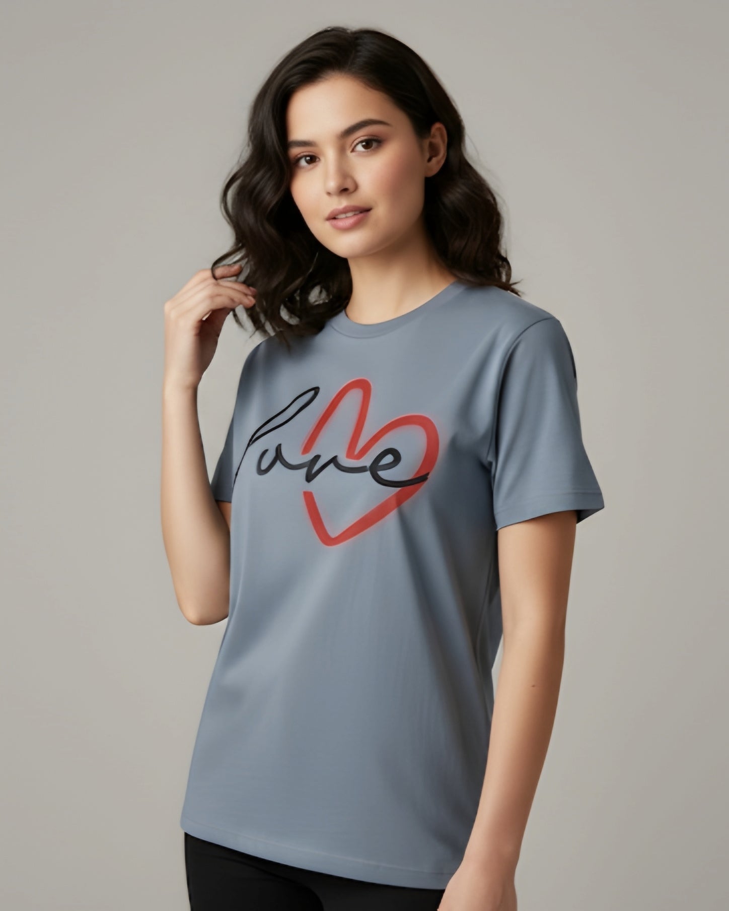 Love Script Heart T-Shirt, Minimalist Valentine's Tee