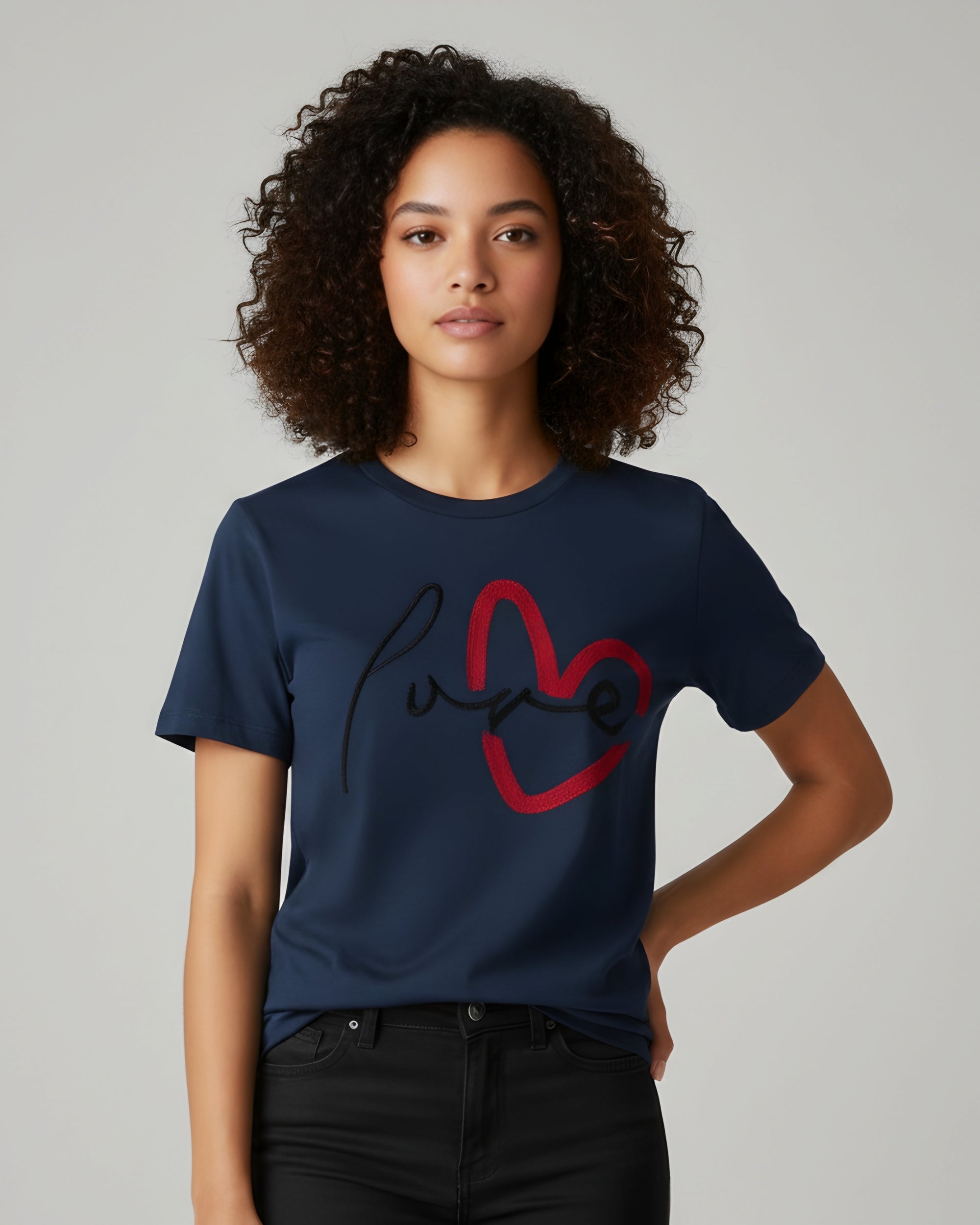 Love Script Heart T-Shirt, Minimalist Valentine's Tee