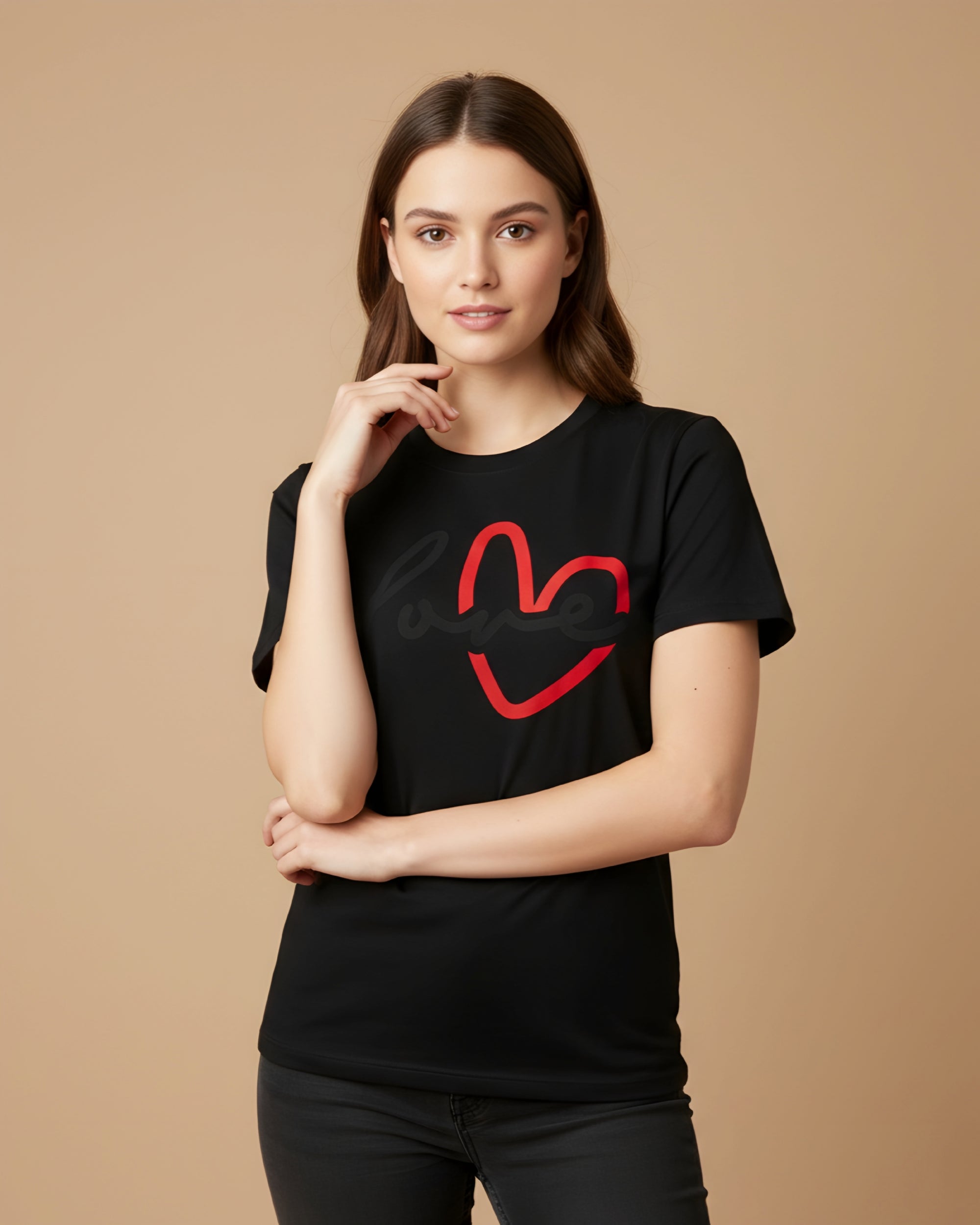 Love Script Heart T-Shirt, Minimalist Valentine's Tee