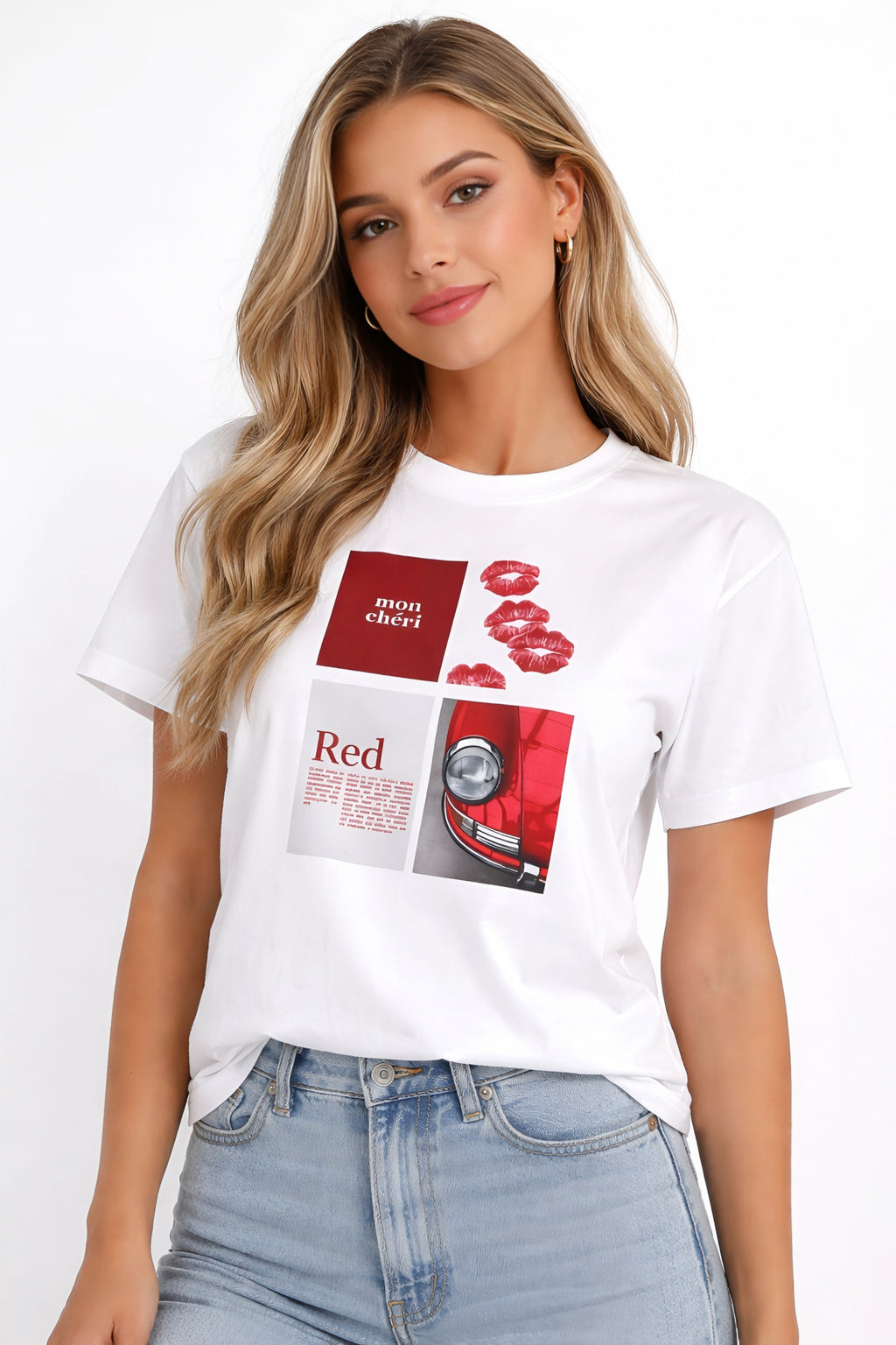 Cotton T-Shirt | Mon Chéri Aesthetic Kiss, Car Print