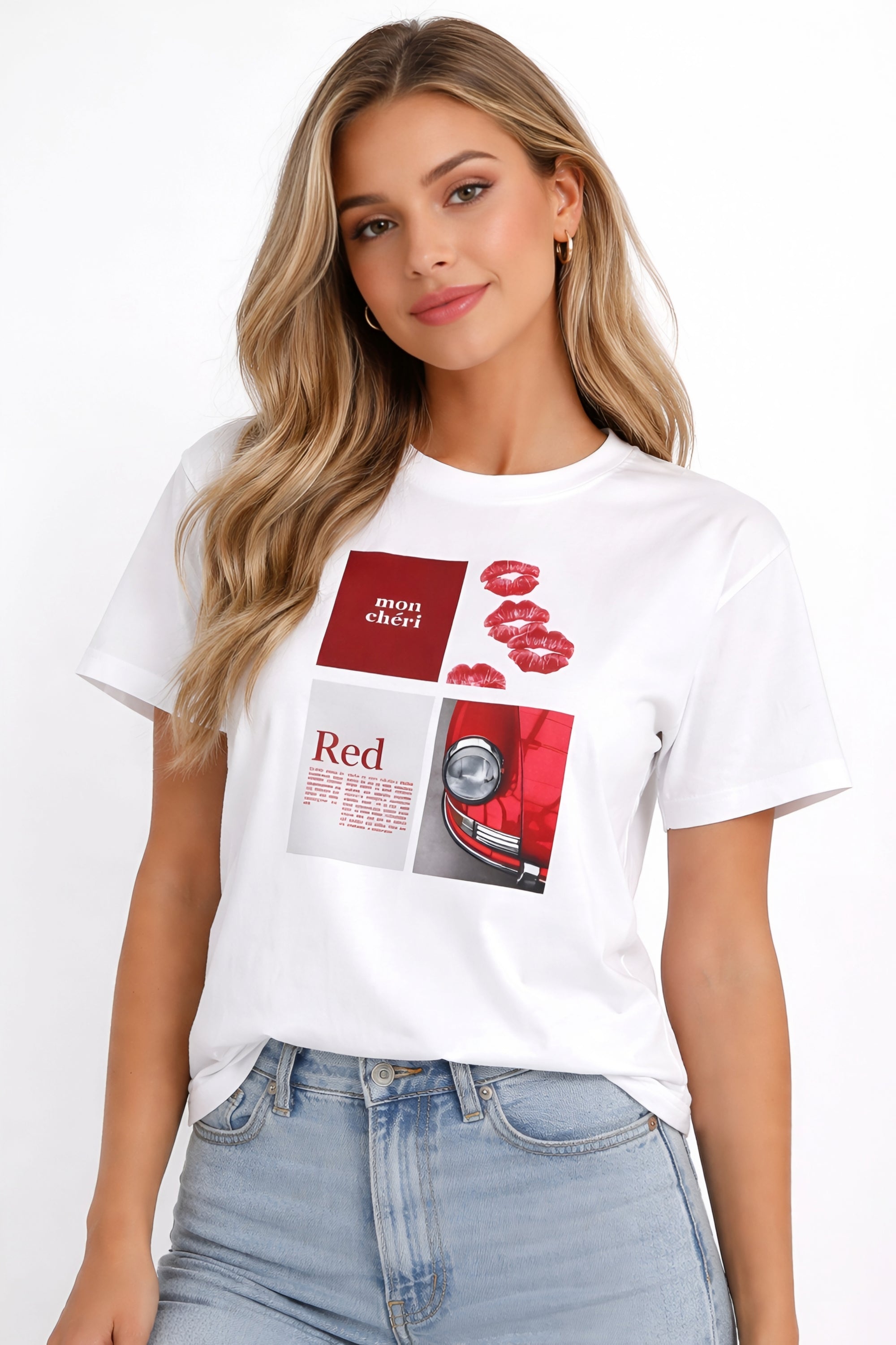 Cotton T-Shirt | Mon Chéri Aesthetic Kiss, Car Print