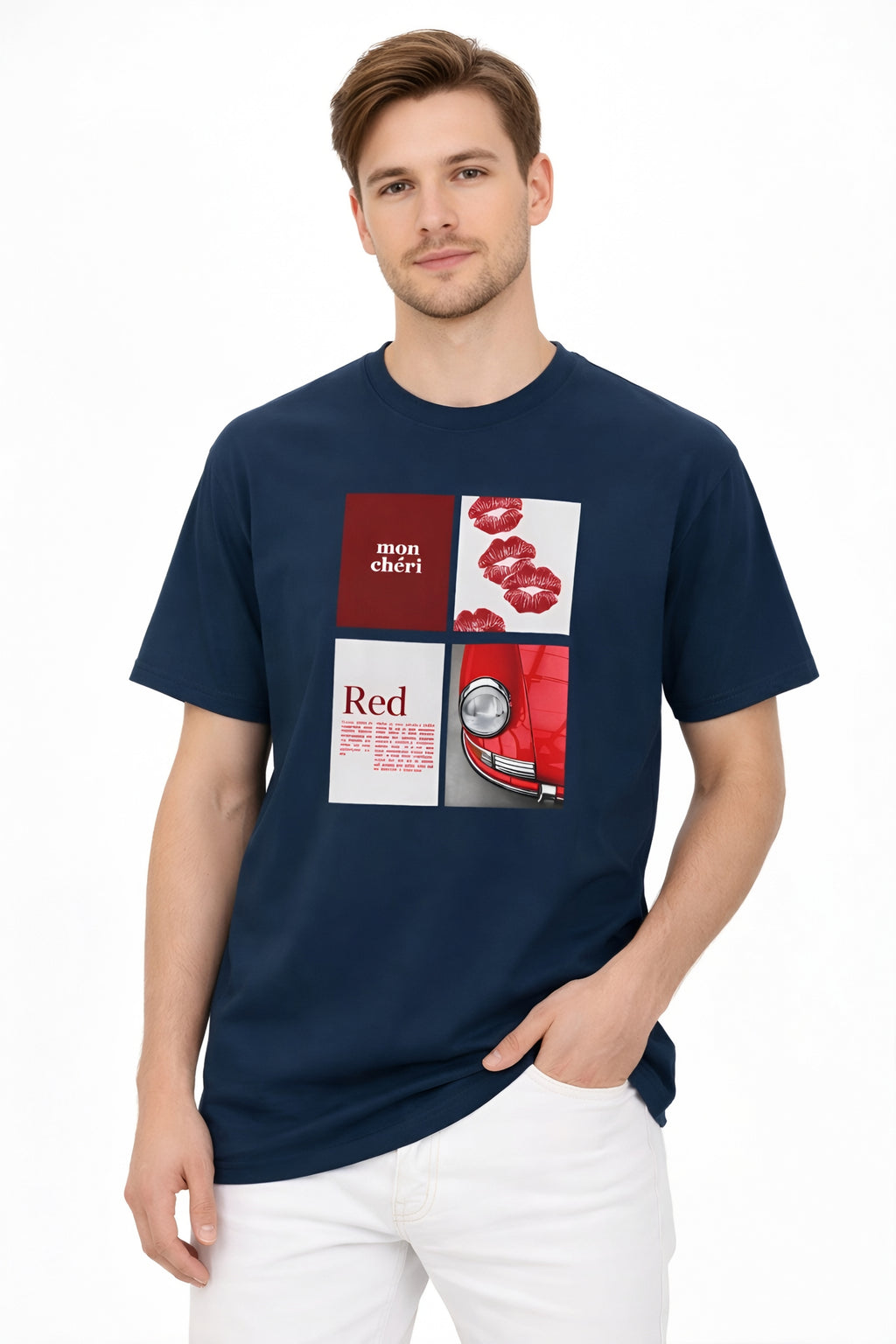 Cotton T-Shirt | Mon Chéri Aesthetic Kiss, Car Print