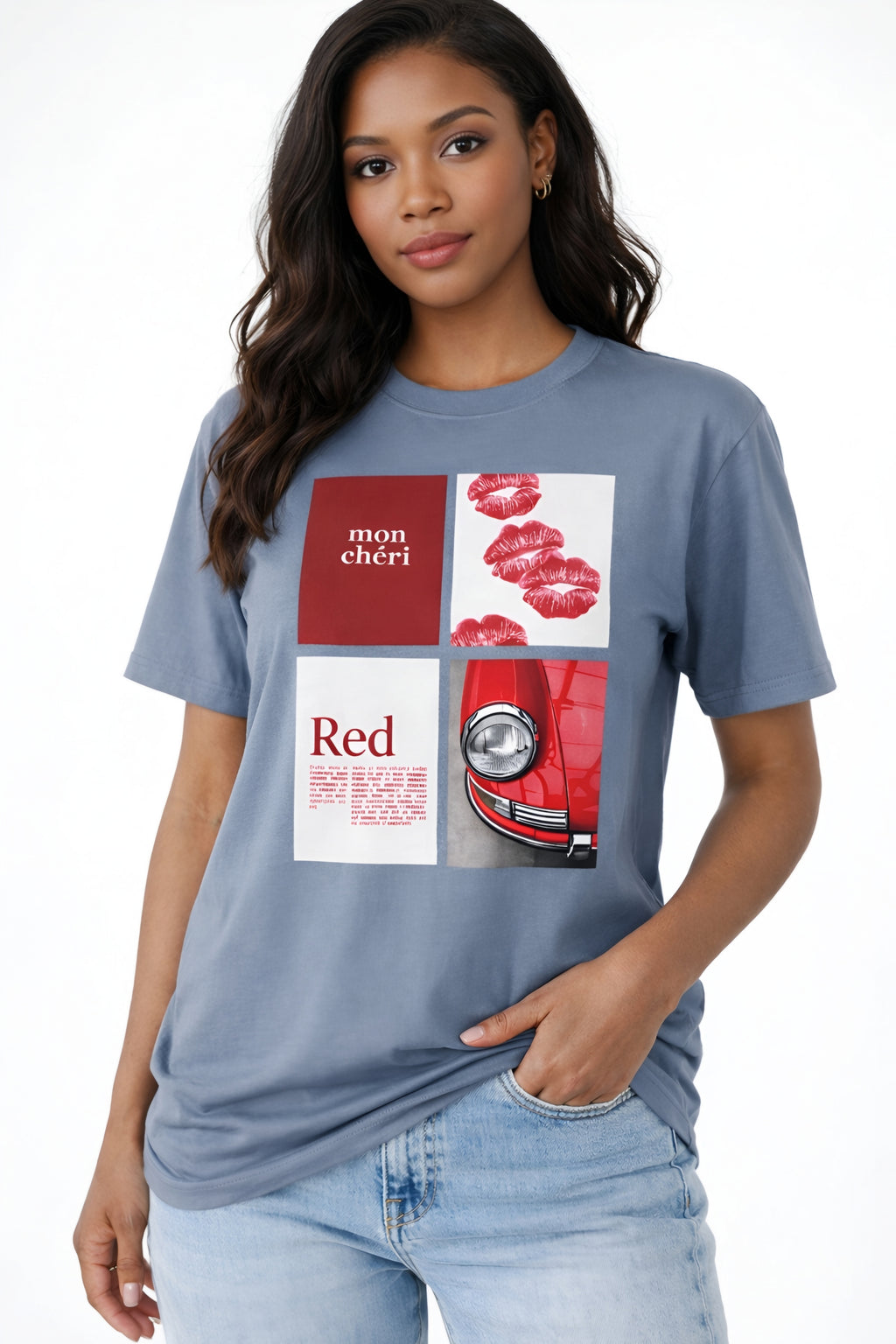 Cotton T-Shirt | Mon Chéri Aesthetic Kiss, Car Print