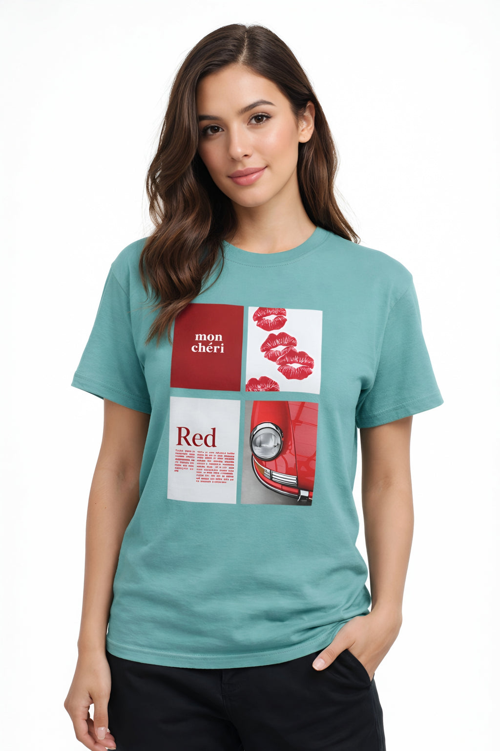Cotton T-Shirt | Mon Chéri Aesthetic Kiss, Car Print