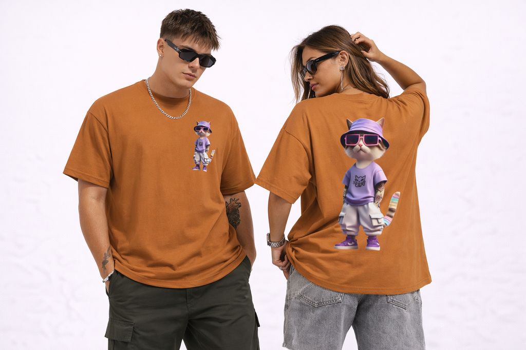 Cat Streetwear Tee | Cool Cat Graphic Oversized Boxy T‑Shirt