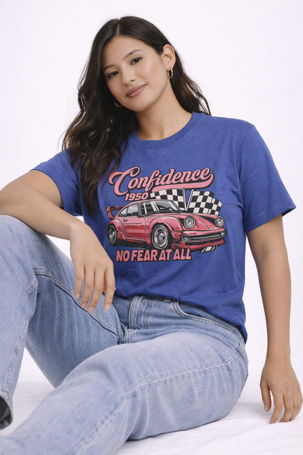Vintage Pink Porsche 1950 Racing Tee | Confidence No Fear At All