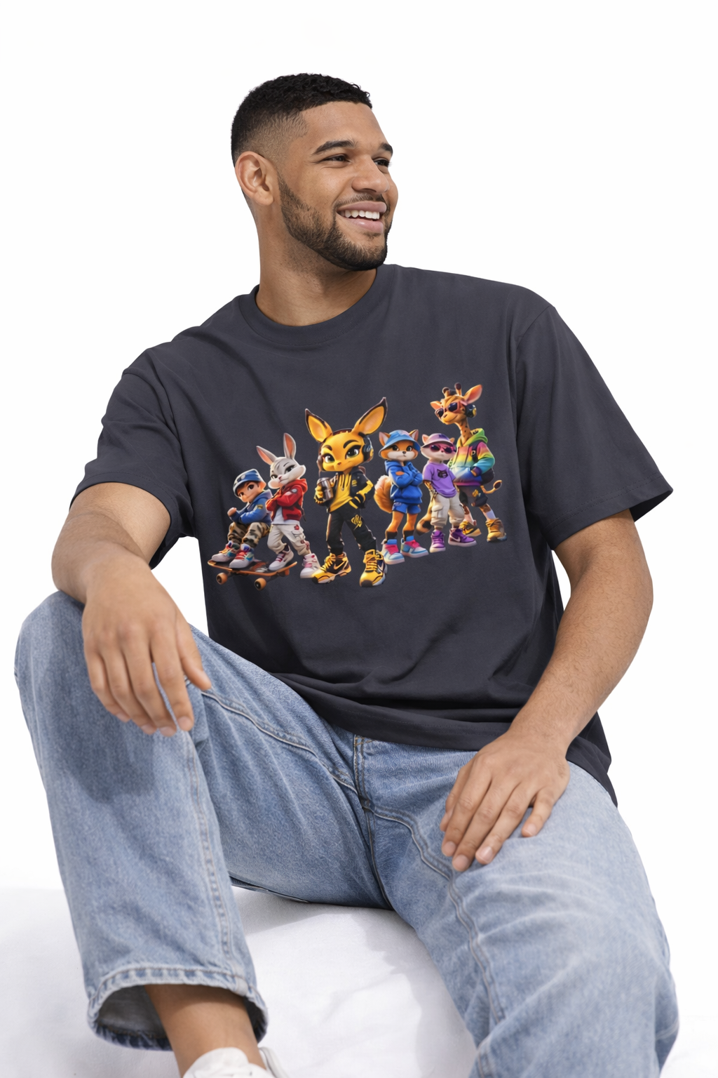 Anthropomorphic Skate Crew Tee — Cartoon Fox & Friends Graphic Shirt
