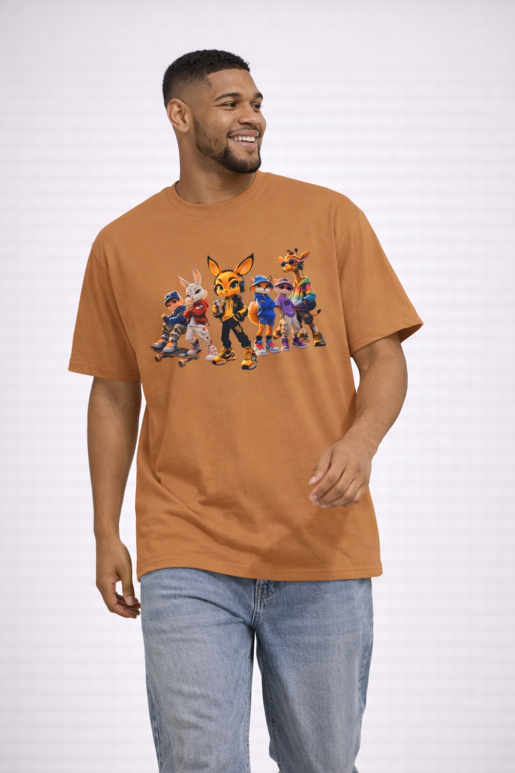 Anthropomorphic Skate Crew Tee — Cartoon Fox & Friends Graphic Shirt