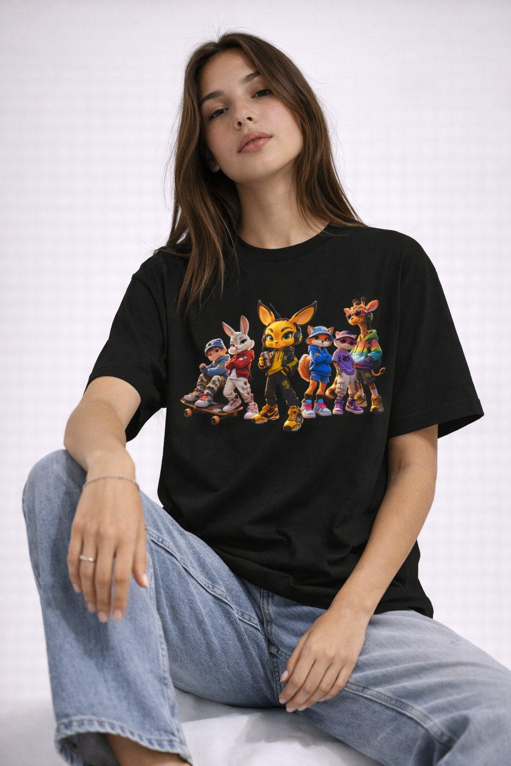 Anthropomorphic Skate Crew Tee — Cartoon Fox & Friends Graphic Shirt