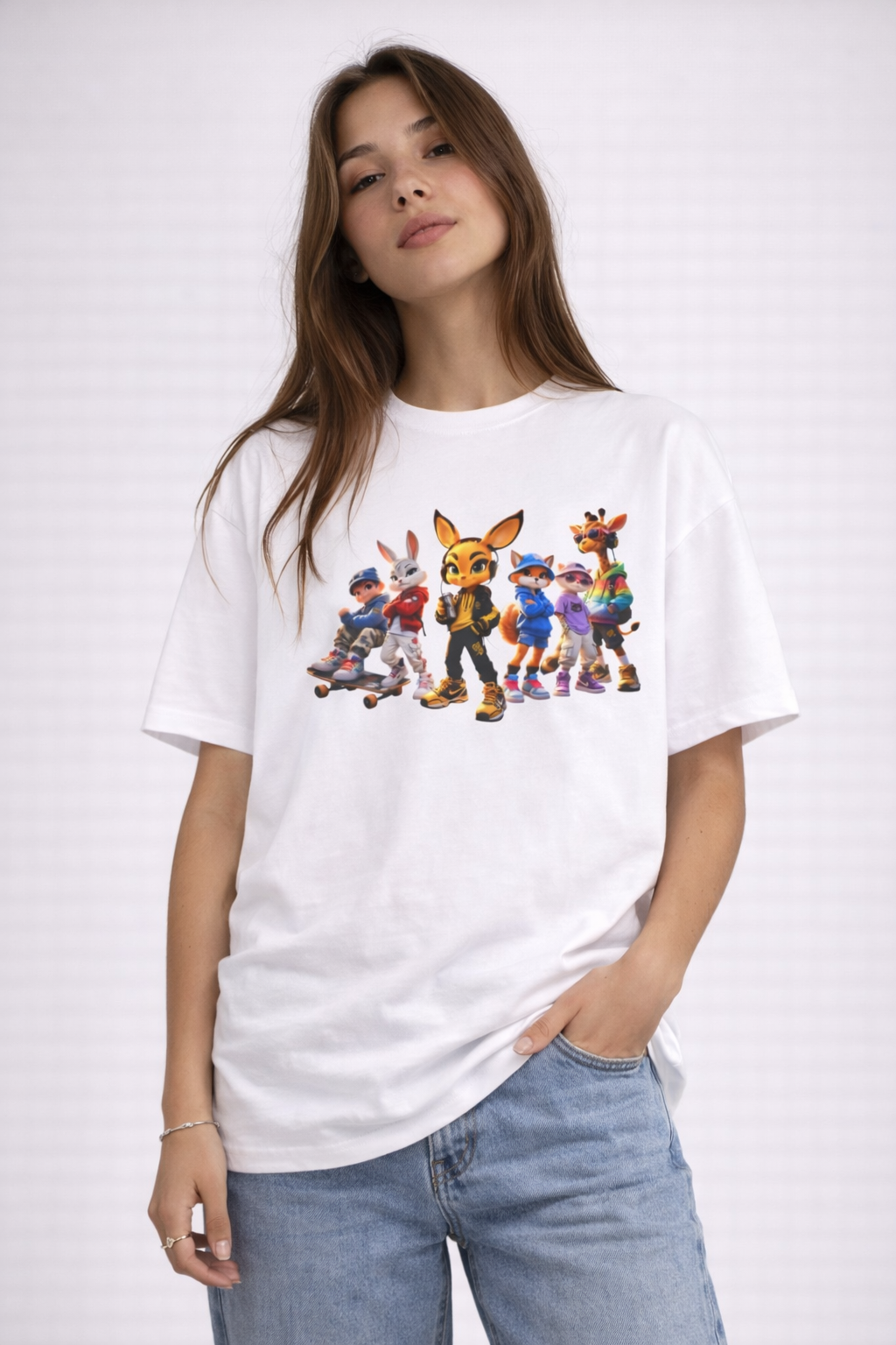 Anthropomorphic Skate Crew Tee — Cartoon Fox & Friends Graphic Shirt