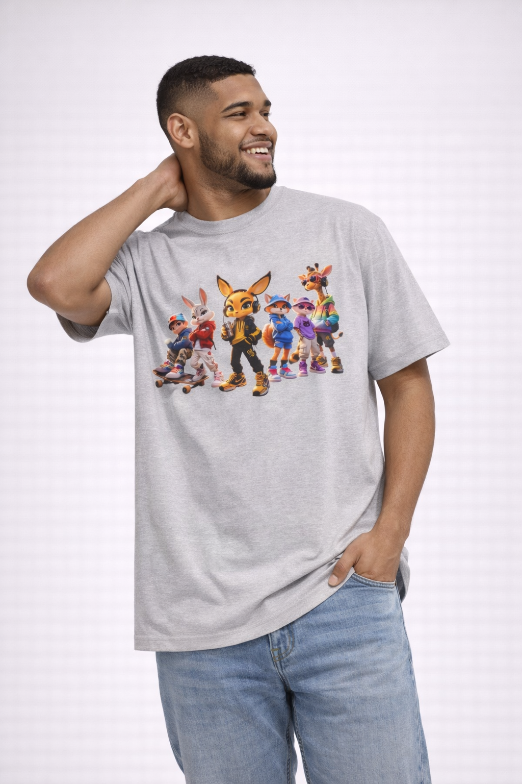 Anthropomorphic Skate Crew Tee — Cartoon Fox & Friends Graphic Shirt