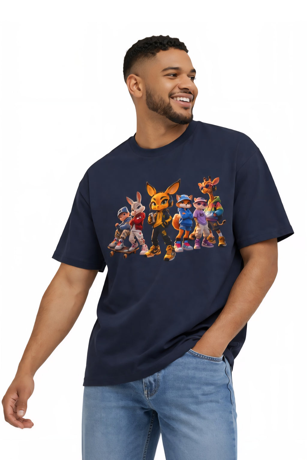 Anthropomorphic Skate Crew Tee — Cartoon Fox & Friends Graphic Shirt