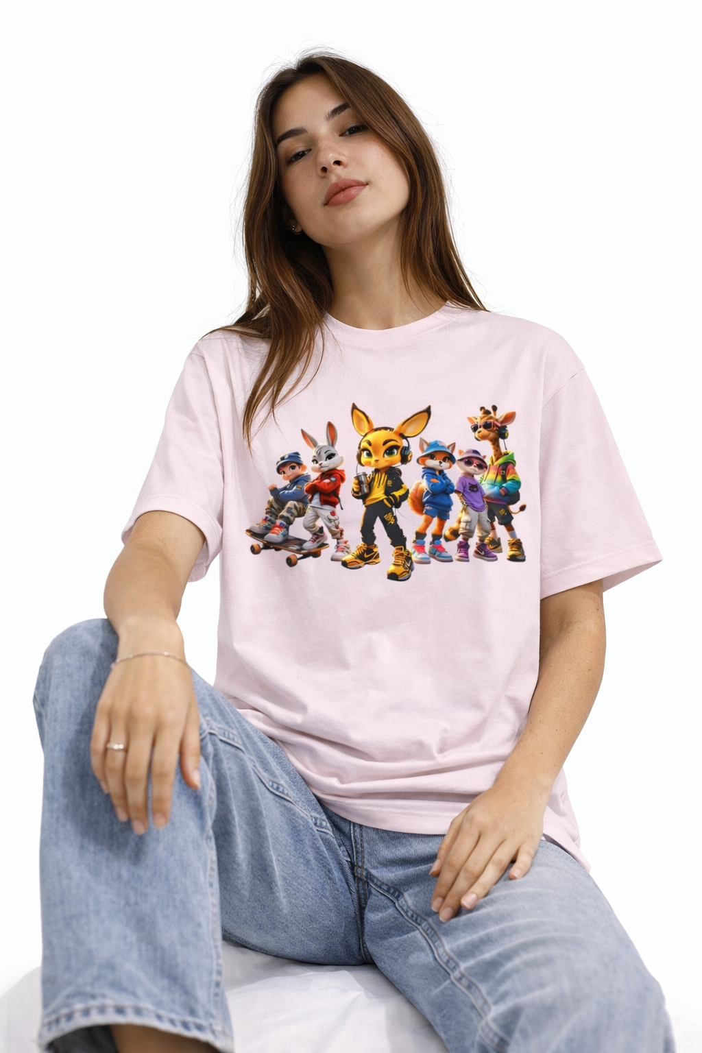 Anthropomorphic Skate Crew Tee — Cartoon Fox & Friends Graphic Shirt
