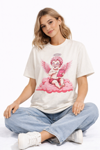 Pink Cherub Graphic T-Shirt | Vintage Cupid Art, Unisex Cotton Tee