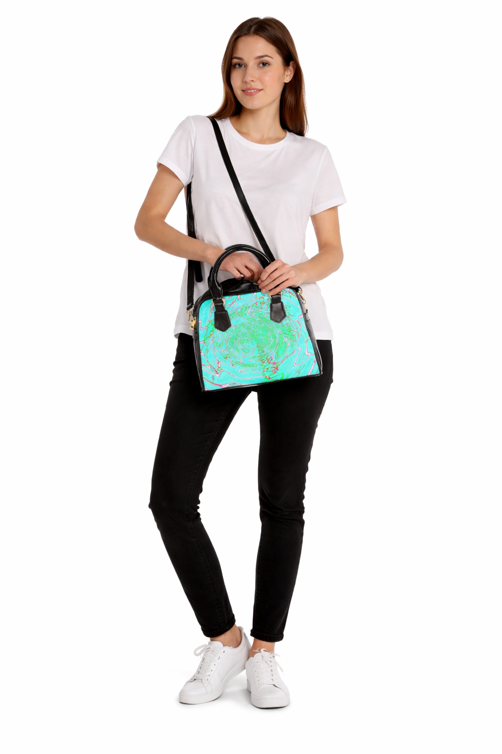 Mint Abstract Swirl Handbag | Pastel Aesthetic Shoulder Bag