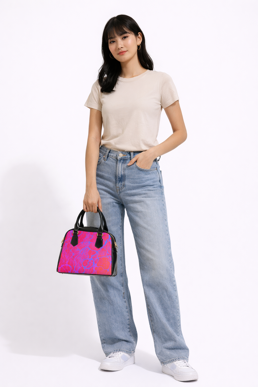 Hot Pink Psychedelic Handbag | Bold Statement Shoulder Bag