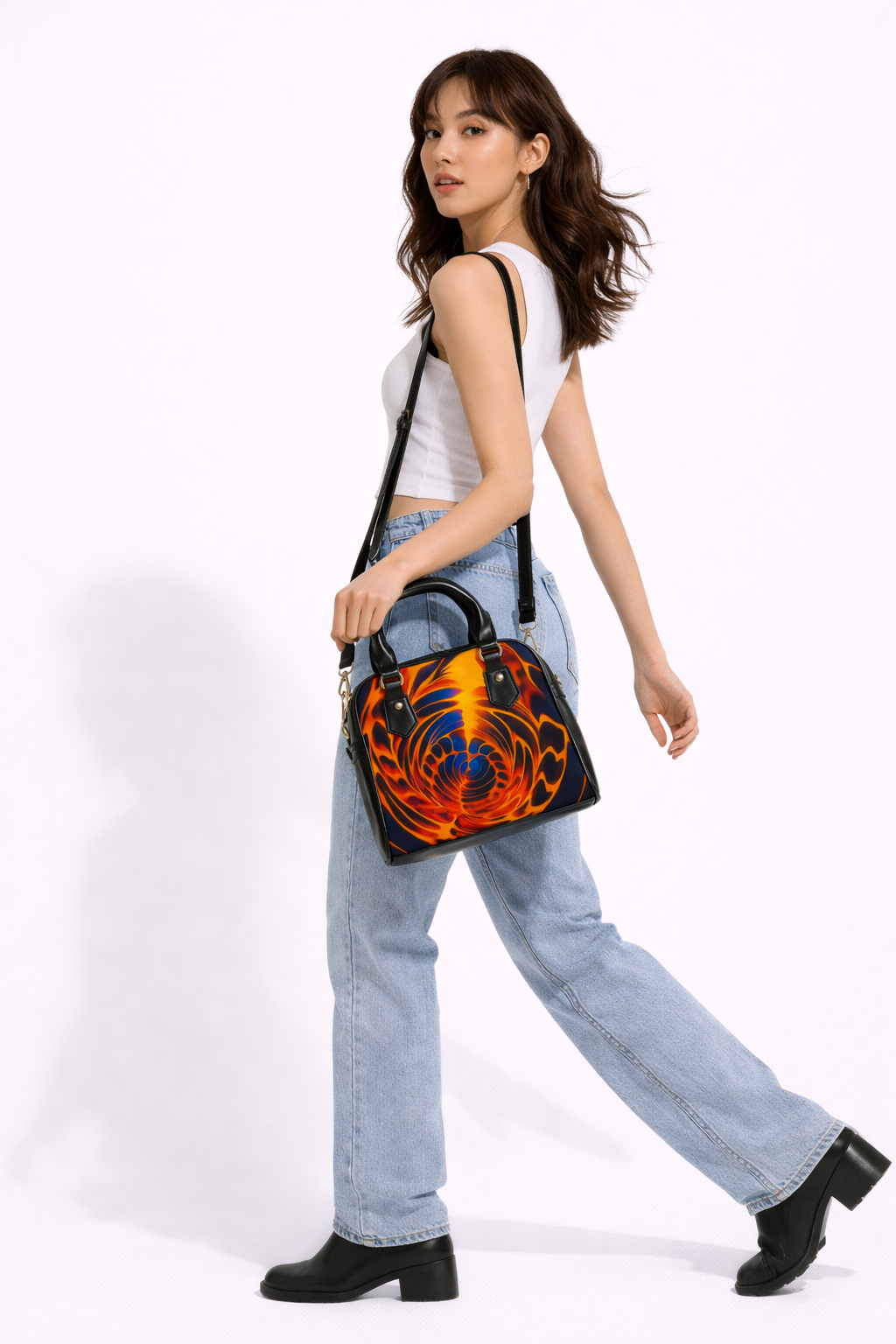 Fiery Spiral Handbag | Red Flame Abstract Statement Bag