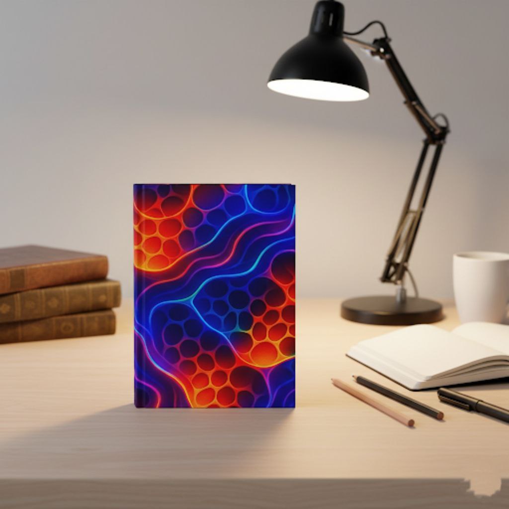 Neon Wave Abstract Notebook | Colorful Aesthetic Journal Hardcover