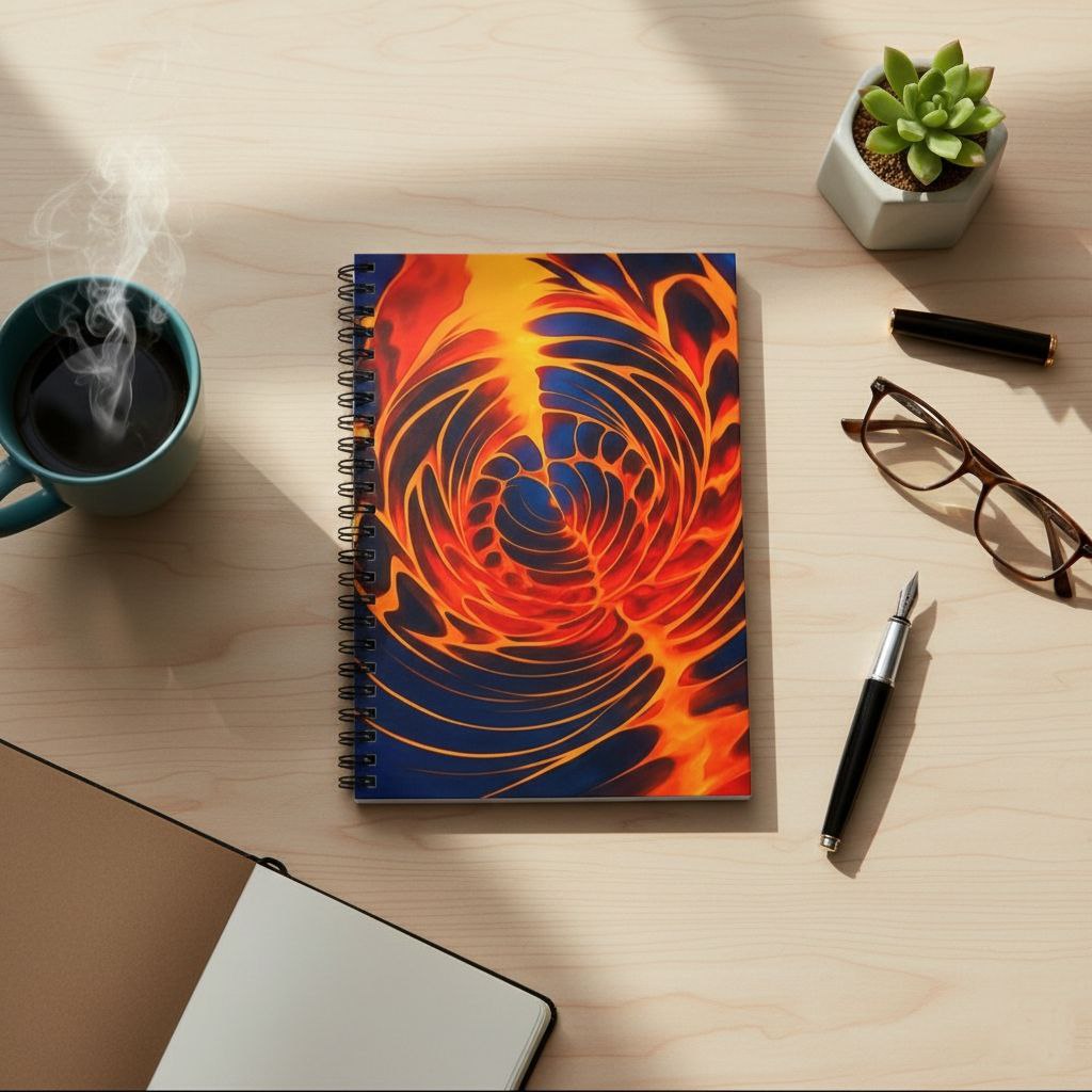 Fiery Spiral Notebook | Flame Abstract Aesthetic Journal