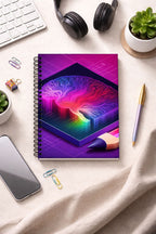 Neon Brain Notebook | AI Abstract Aesthetic Spiral Journal