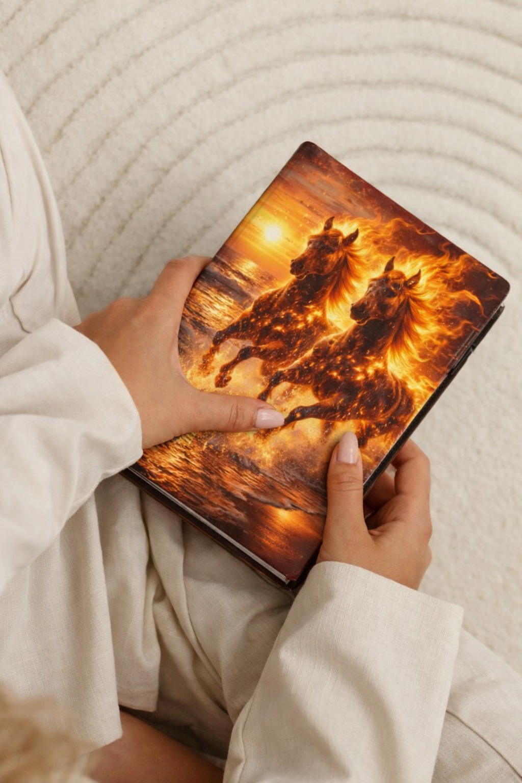 Twin Fire Horses Notebook | Fantasy Flame Journal Hardcover