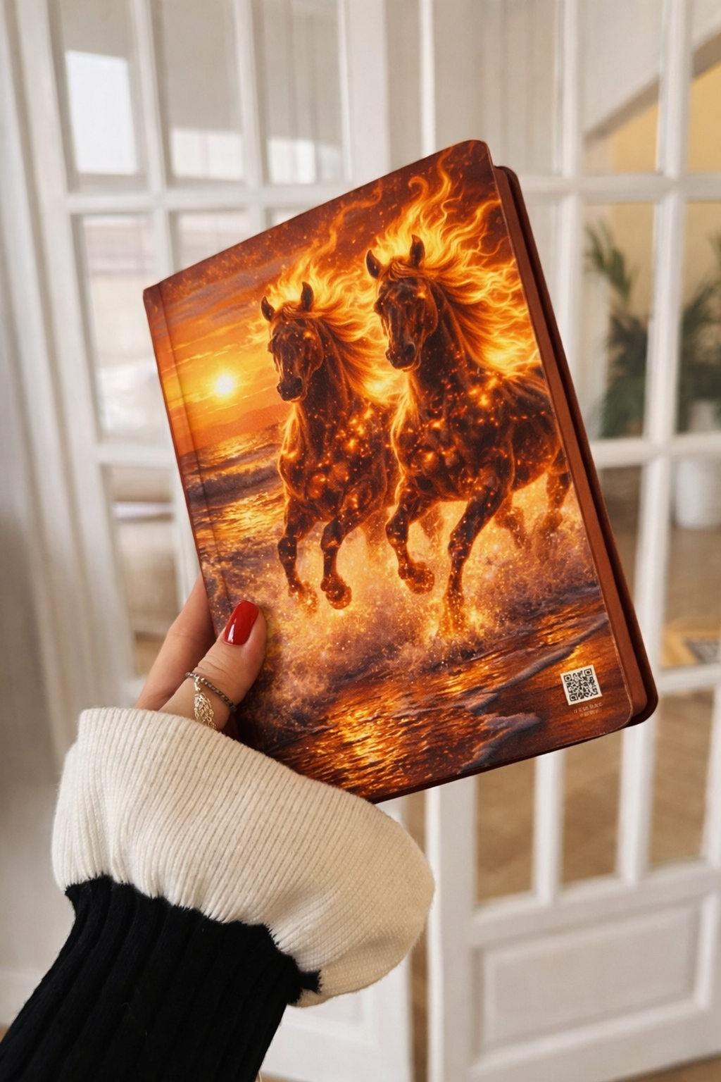 Twin Fire Horses Notebook | Fantasy Flame Journal Hardcover