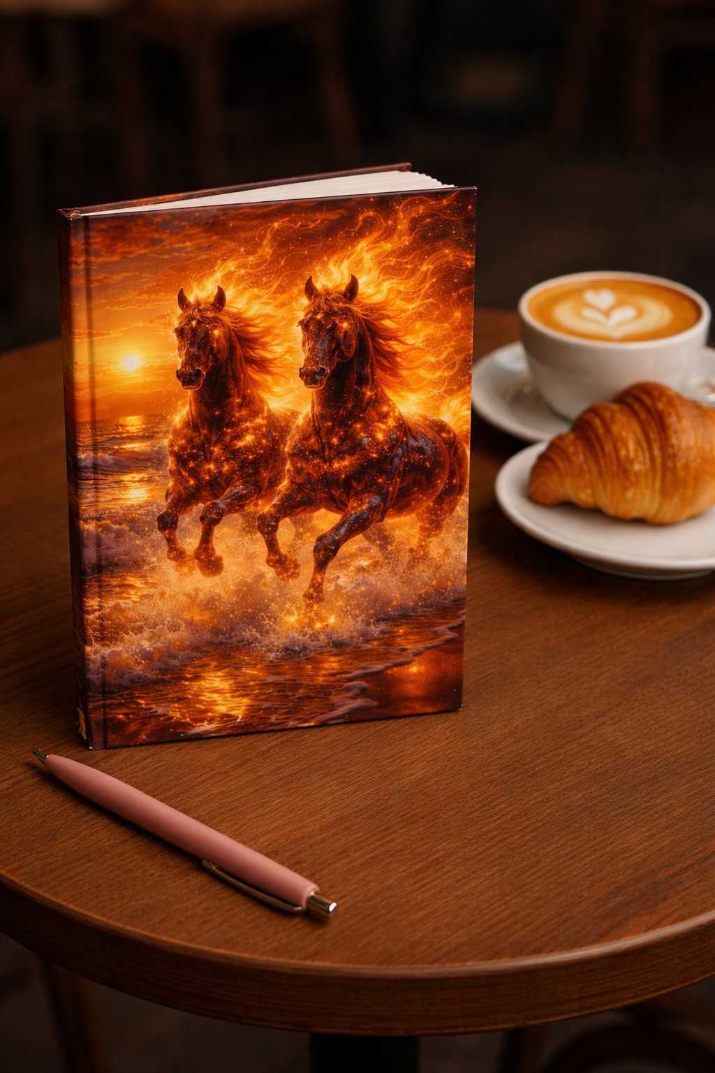 Twin Fire Horses Notebook | Fantasy Flame Journal Hardcover