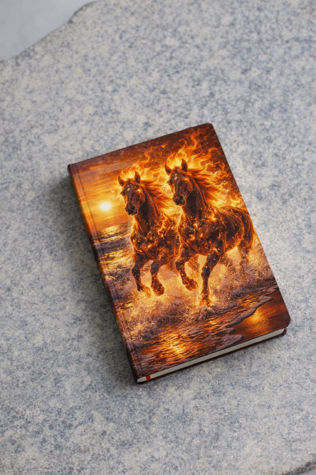 Twin Fire Horses Notebook | Fantasy Flame Journal Hardcover
