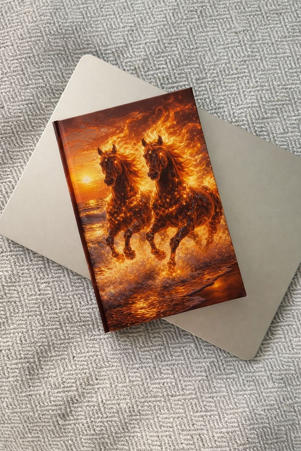 Twin Fire Horses Notebook | Fantasy Flame Journal Hardcover