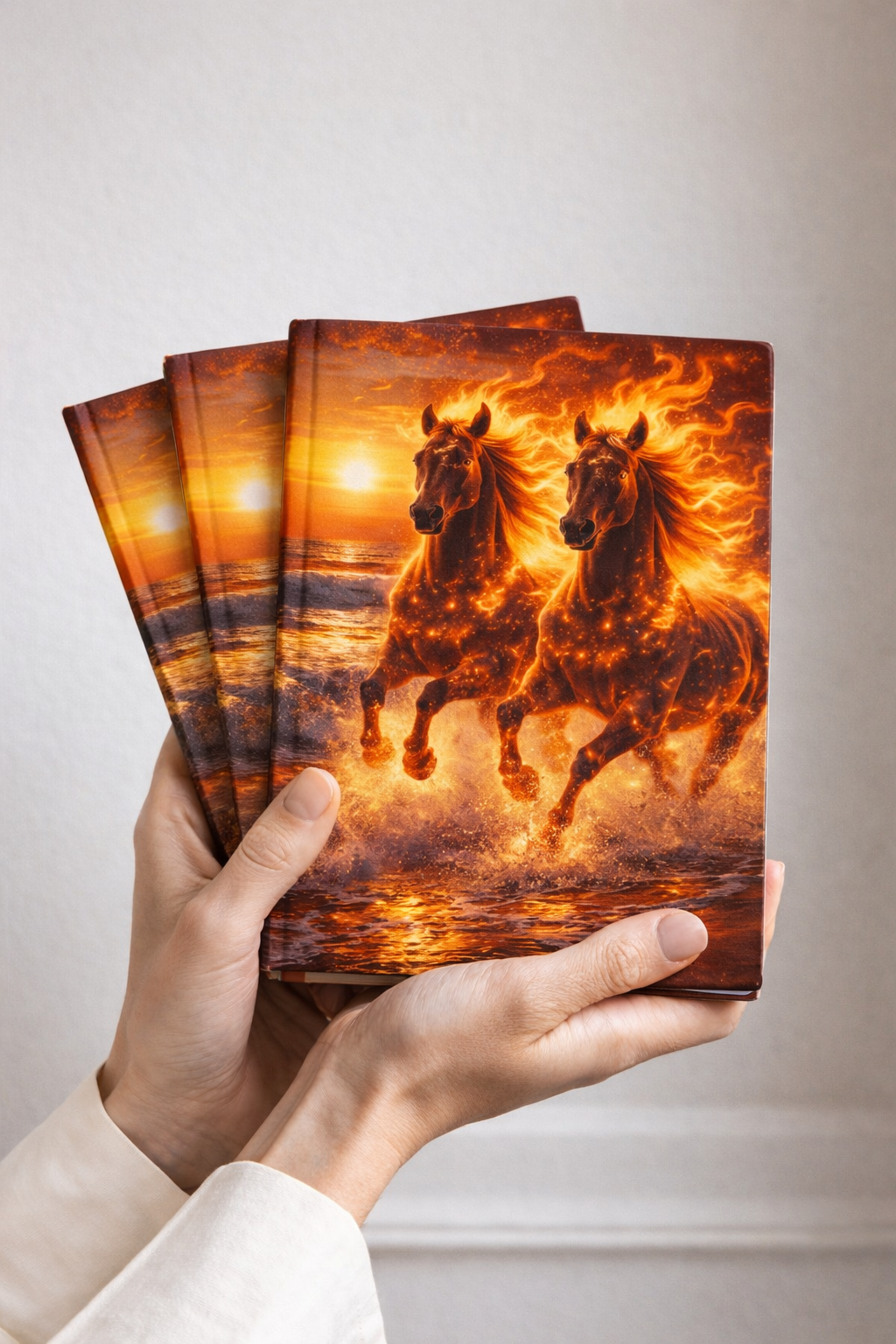 Twin Fire Horses Notebook | Fantasy Flame Journal Hardcover