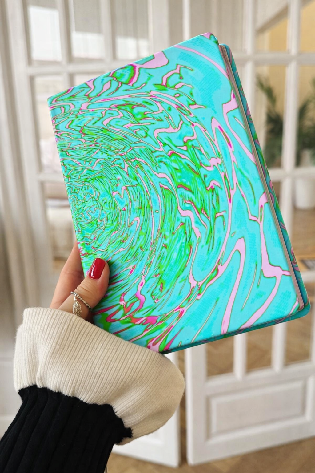 Mint Abstract Swirl Notebook | Aesthetic Marble Journal Hardcover