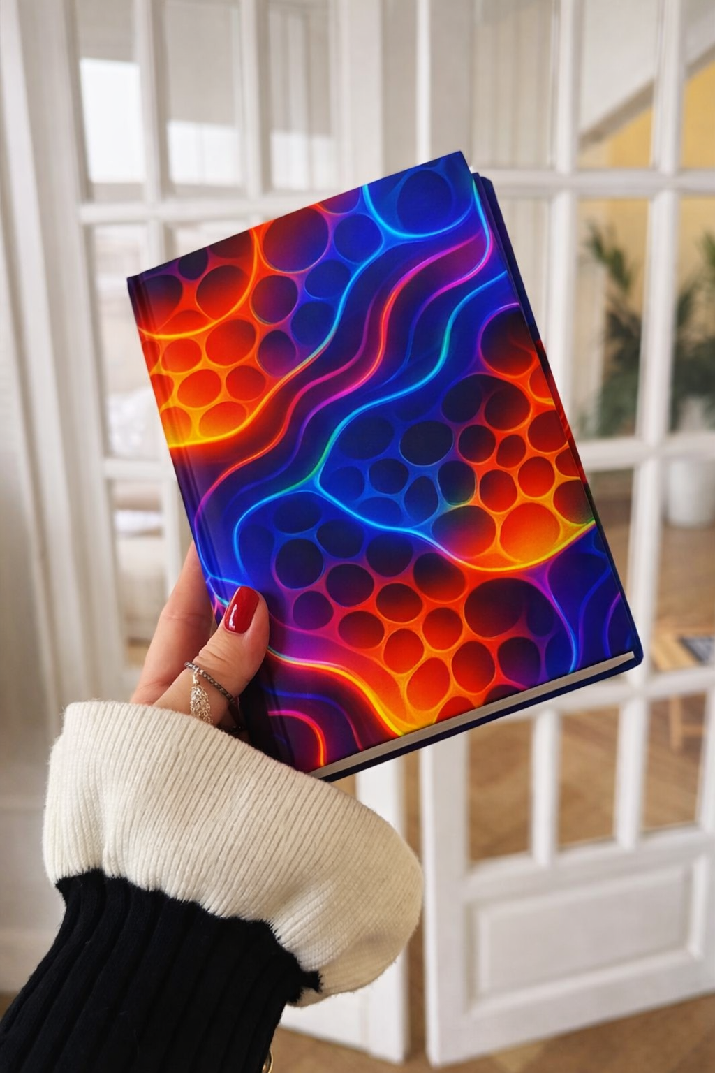 Neon Wave Abstract Notebook | Colorful Aesthetic Journal Hardcover