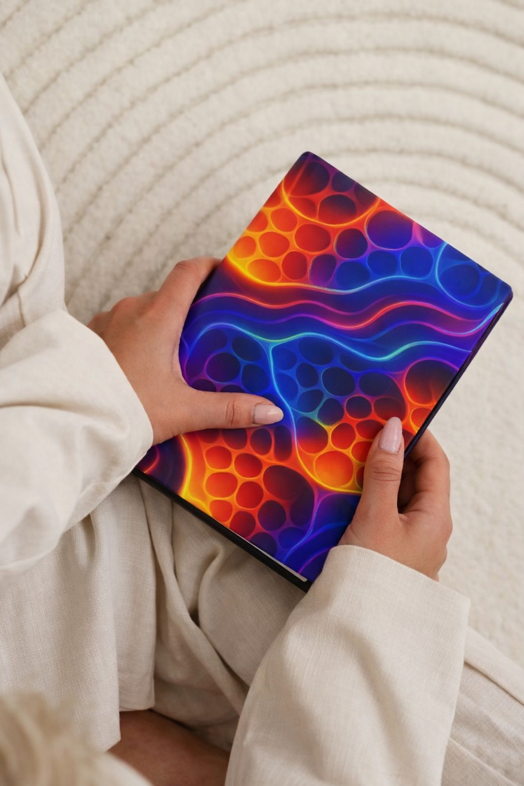 Neon Wave Abstract Notebook | Colorful Aesthetic Journal Hardcover