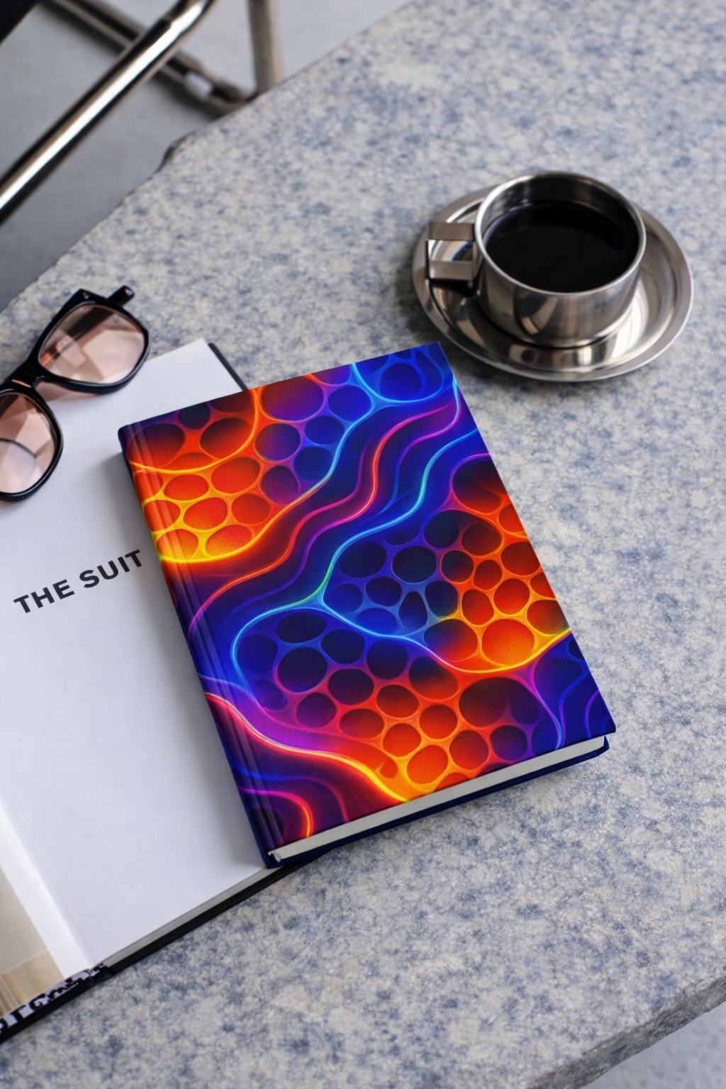 Neon Wave Abstract Notebook | Colorful Aesthetic Journal Hardcover