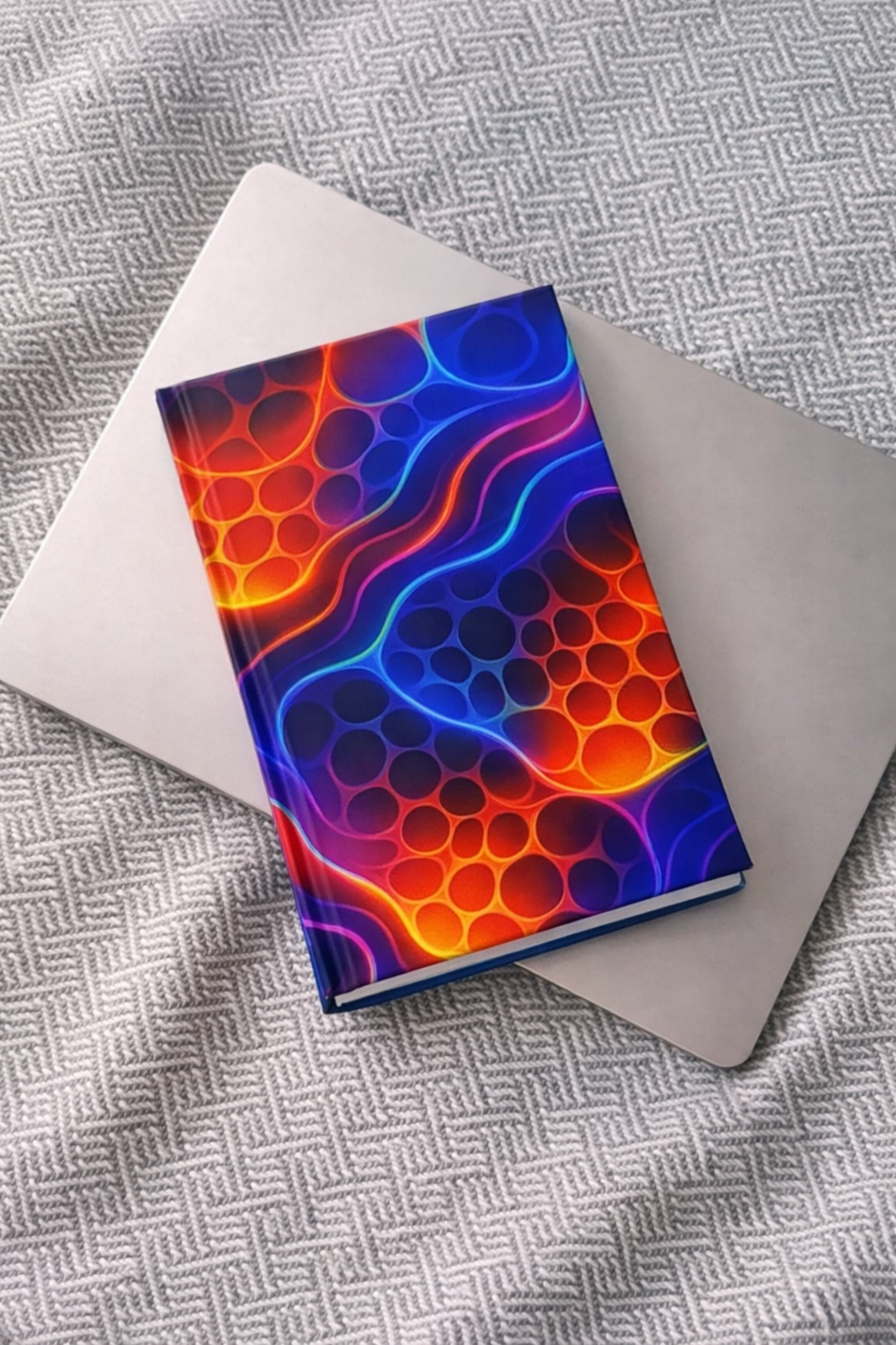Neon Wave Abstract Notebook | Colorful Aesthetic Journal Hardcover
