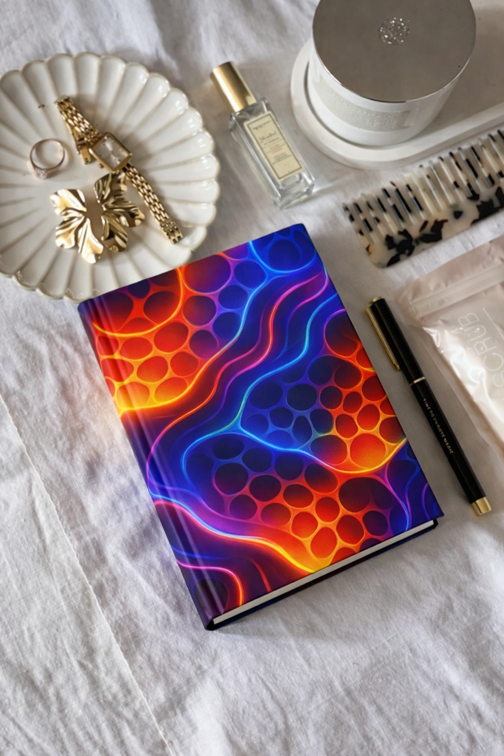 Neon Wave Abstract Notebook | Colorful Aesthetic Journal Hardcover
