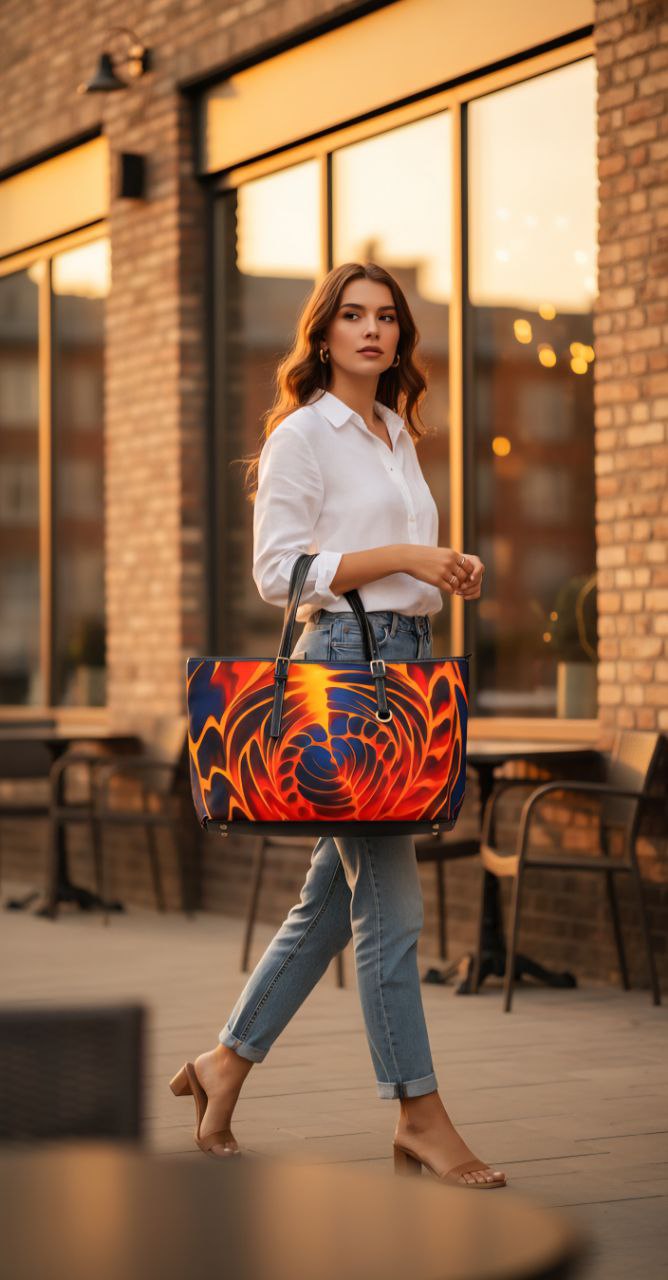 Fiery Spiral Tote Bag | Lava Abstract Shoulder Bag